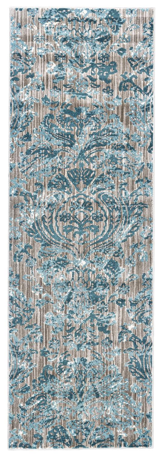 Room Envy 652R3475AQU000I7A Arsene 3 x 8 (ft) Loomed Polypropylene Capri Breeze Blue/Silver Mink Rectangular Indoor Distressed/Overdyed Vintage Runner rug