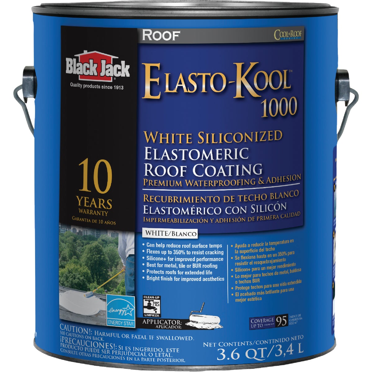 BLACK JACK Elasto-Kool 1000 White Acrylic Roof Coating - 1 Gallon