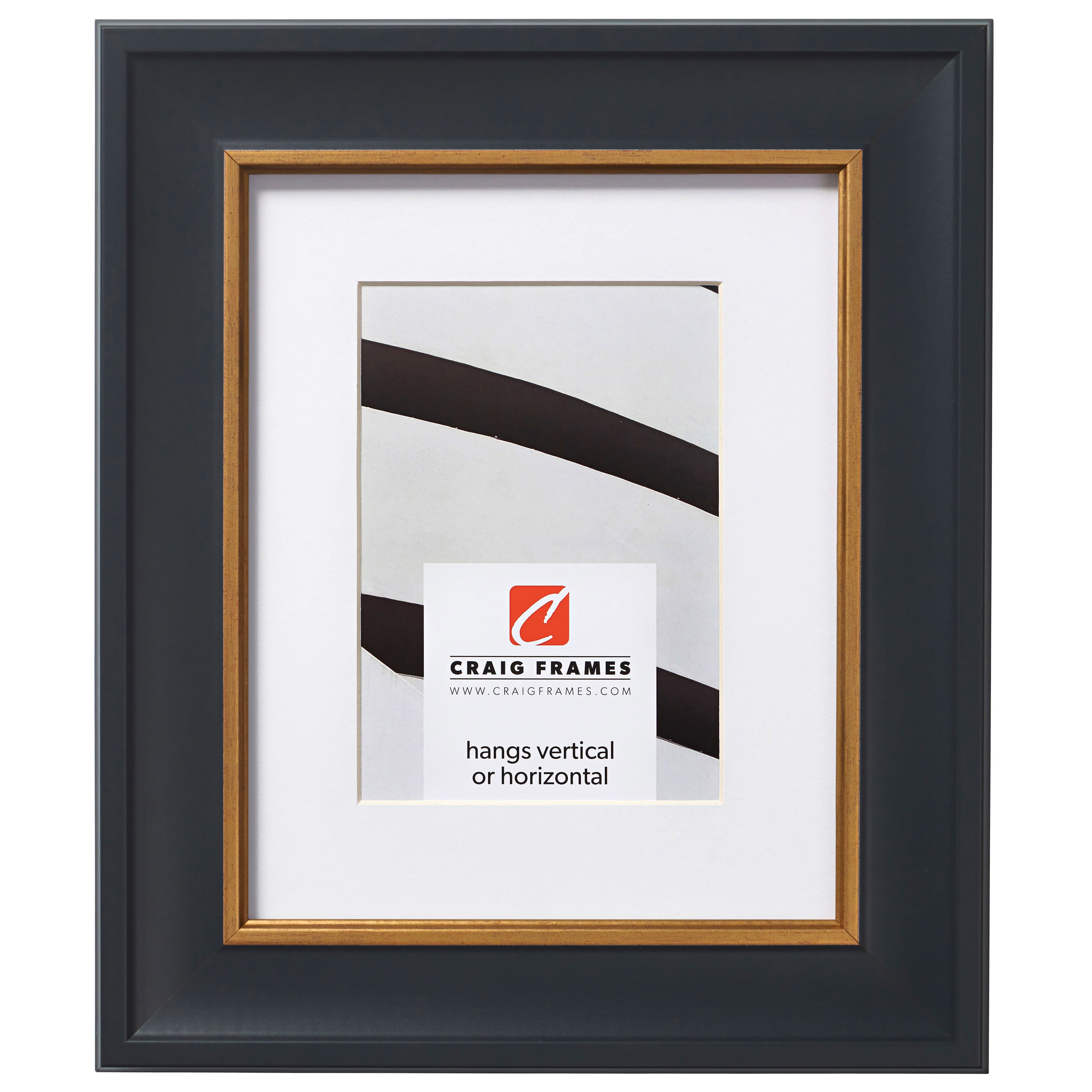 Craig Frames 182202001B40A 20x20 Matted to 16x16 Picture Frame Black Martin 2 Inch MDF Moulding Wall Display for Art Posters or Photos