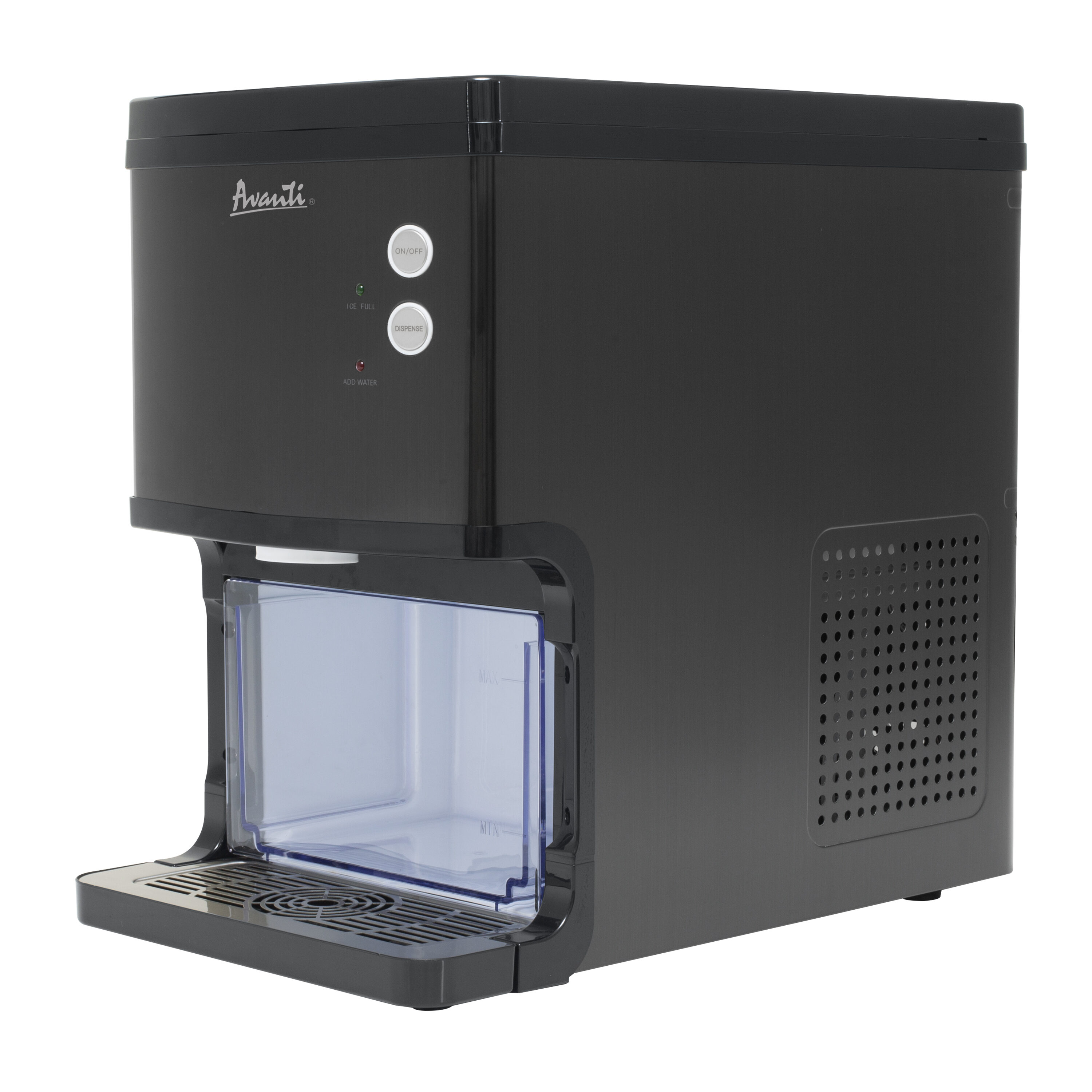 Avanti Elite Series Countertop Nugget Ice Maker and Dispenser, 33 lbs, in  Black Stainless Steel (NIMD3314BS-IS)