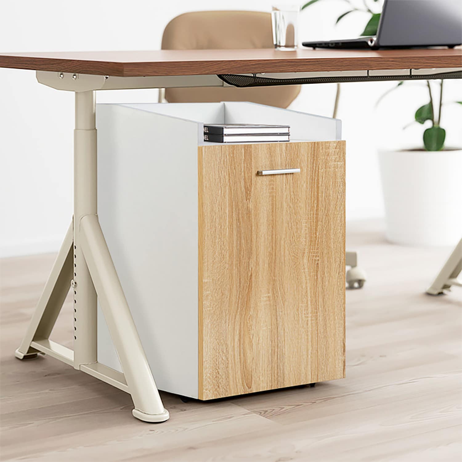 GZMR GZ-HW66207WH White and oak 2 -Drawer 16.5-in File Cabinet