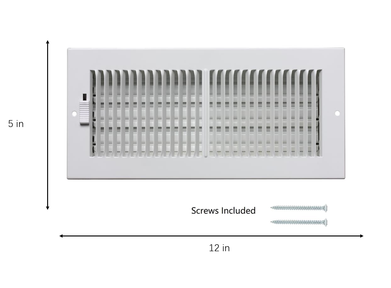 RELIABILT 12-in x 5-in 2-way Steel White Sidewall/Ceiling Register in ...