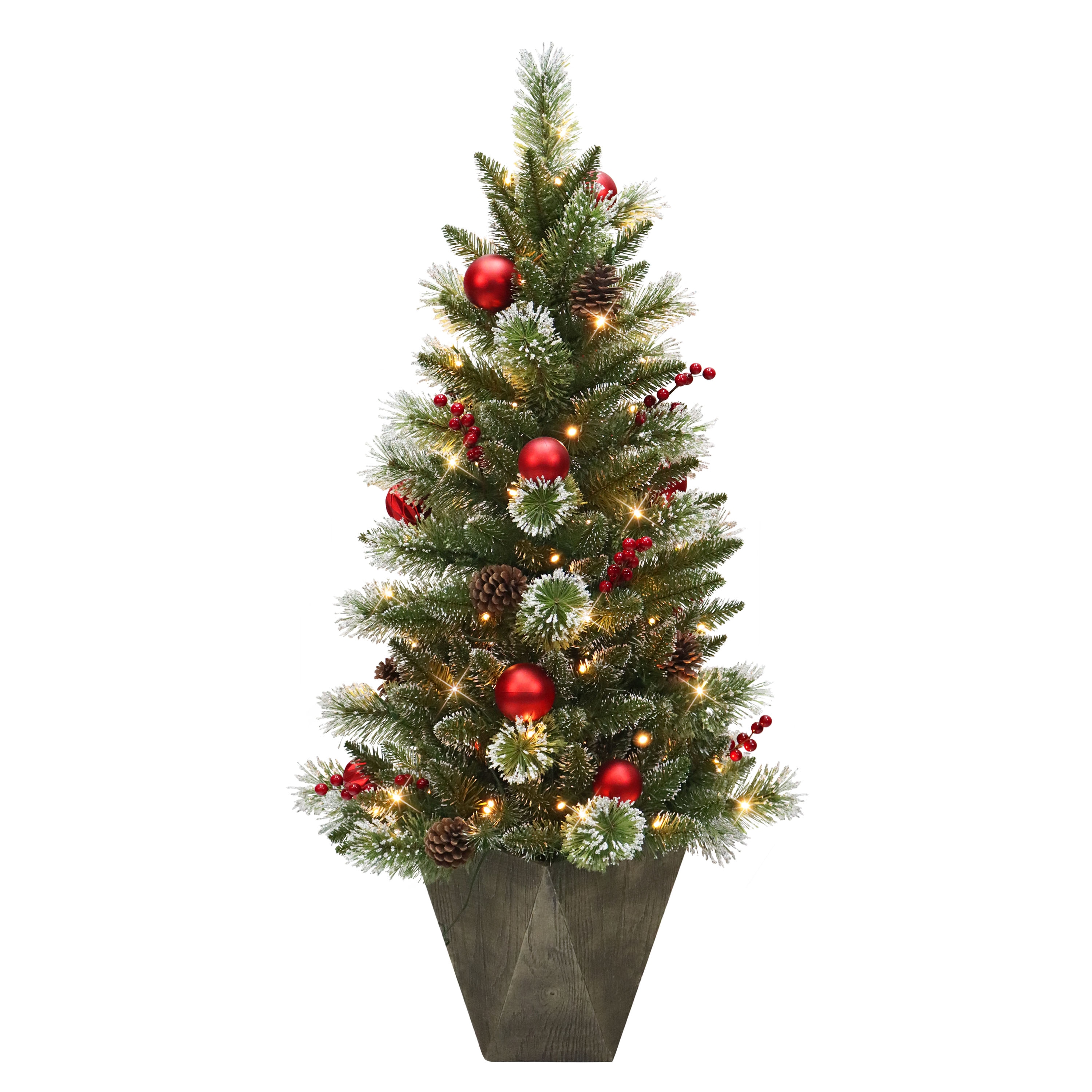 Puleo International 4-Feet Pine Pre-lit Slim Artificial Christmas Tree with White LED Lights #4650A-ST40LW5K08