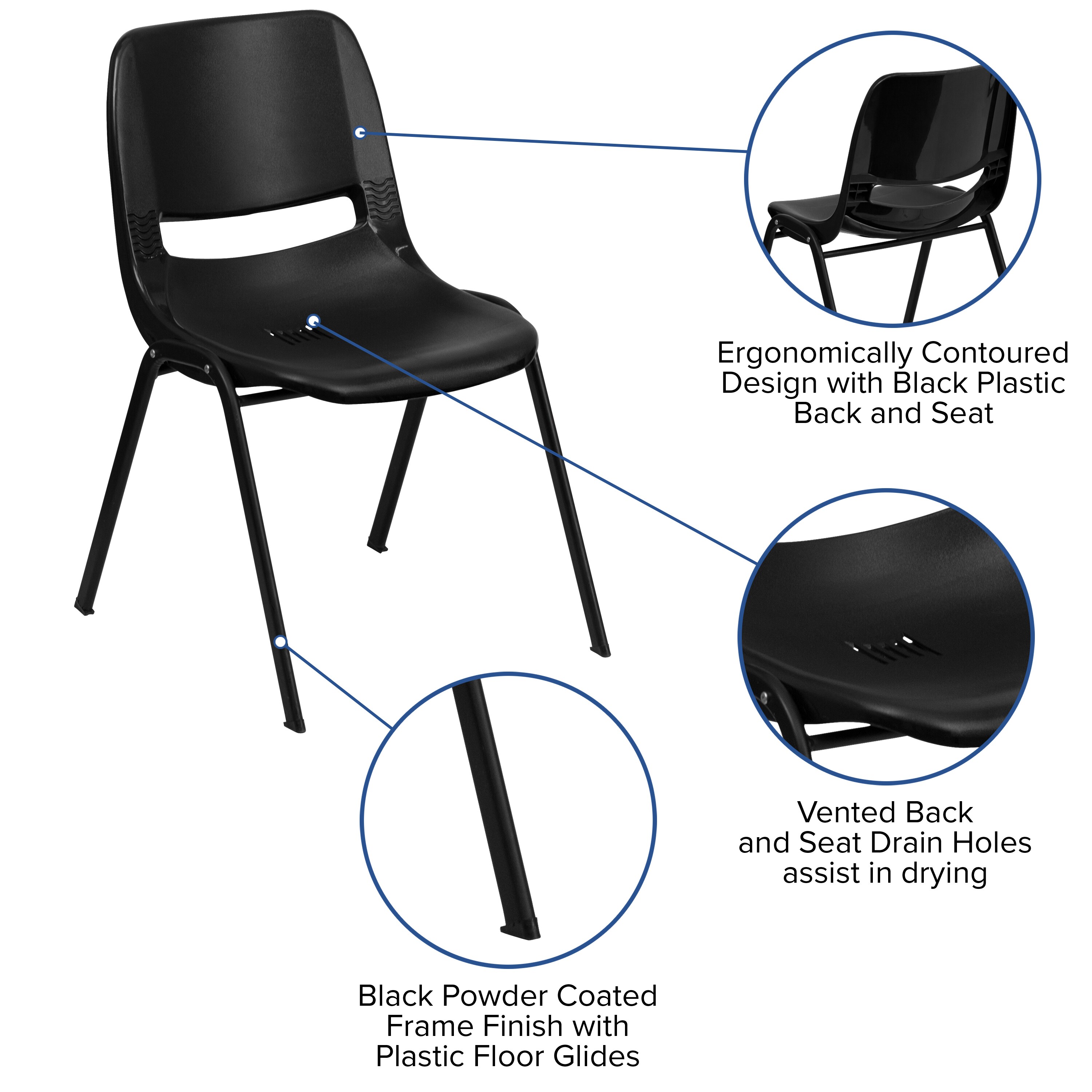 Flash Furniture Modern Black Plastic Contemporary Accent Chair in the ...