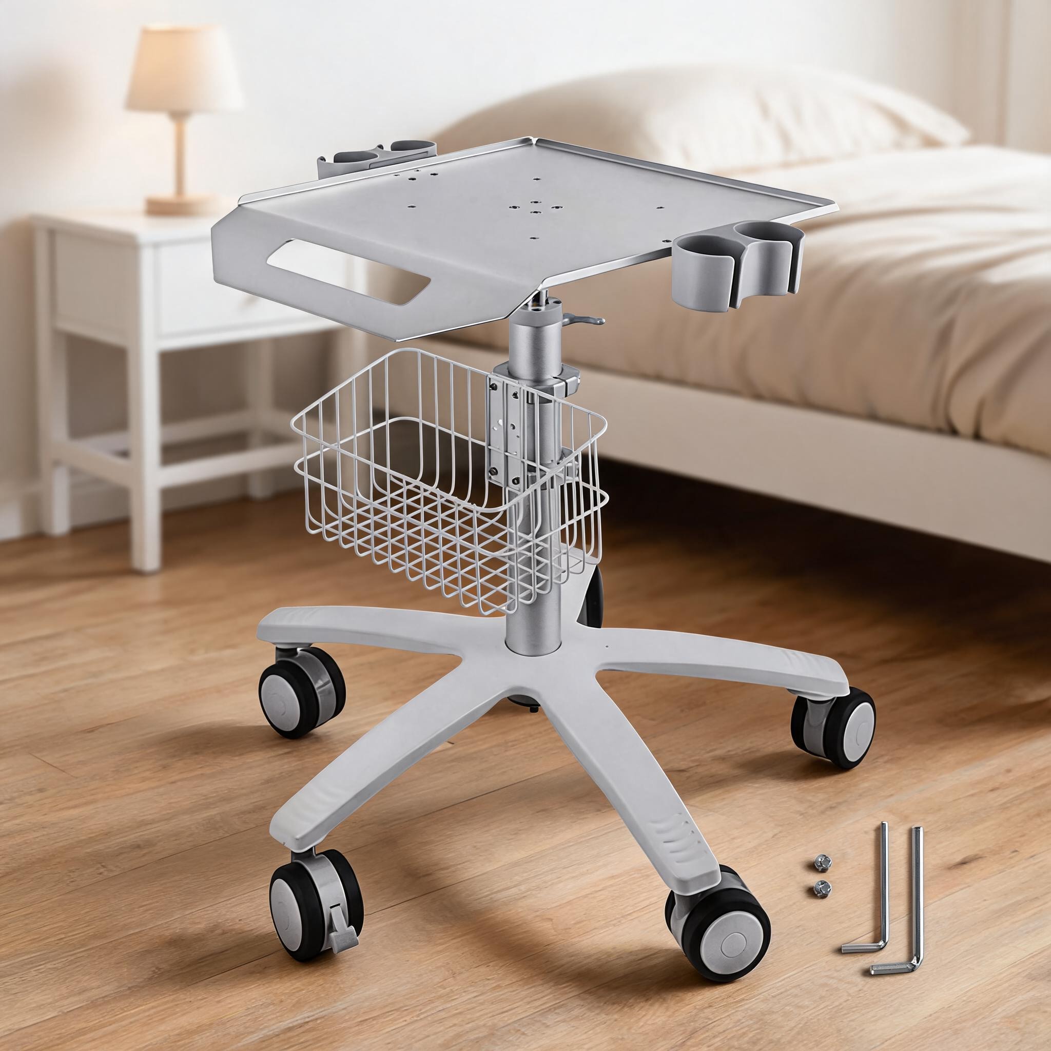 Watnature Adjustable Height Mobile Utility Cart White Finish Stainless Steel for Clinic Beauty Lab #DFKN54PDC5DU