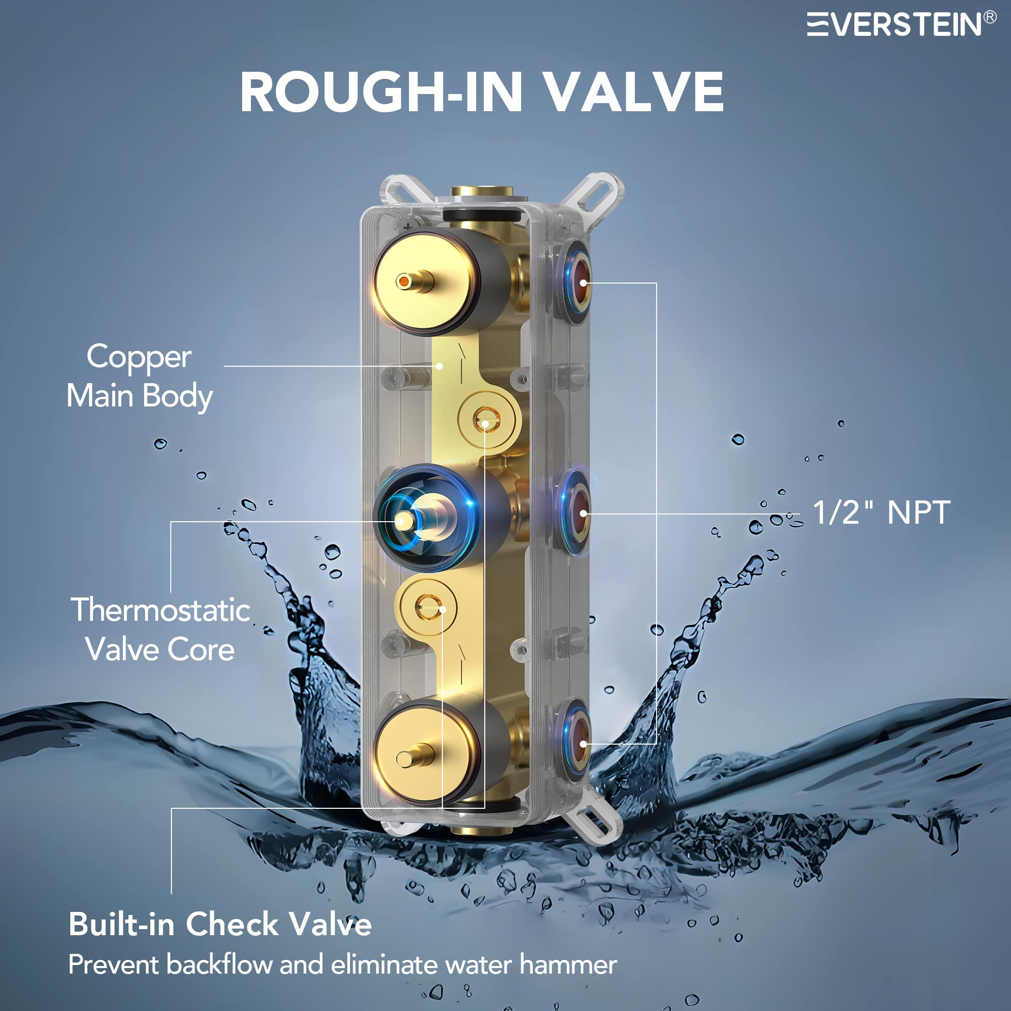 EVERSTEIN SFS-1017-BK12 Tub-Shower-Faucets - View #6