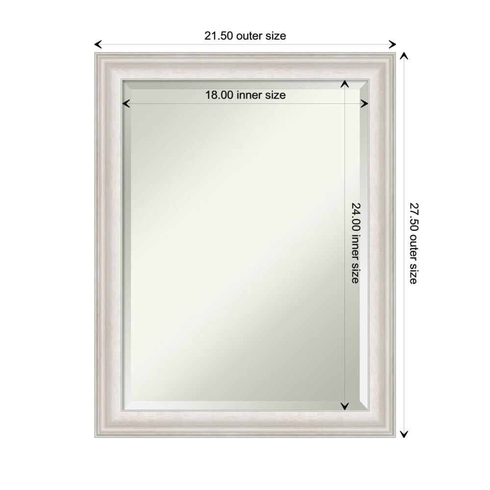 Rectangular Silver Framed Wall Mirror with Whitewash Accents
