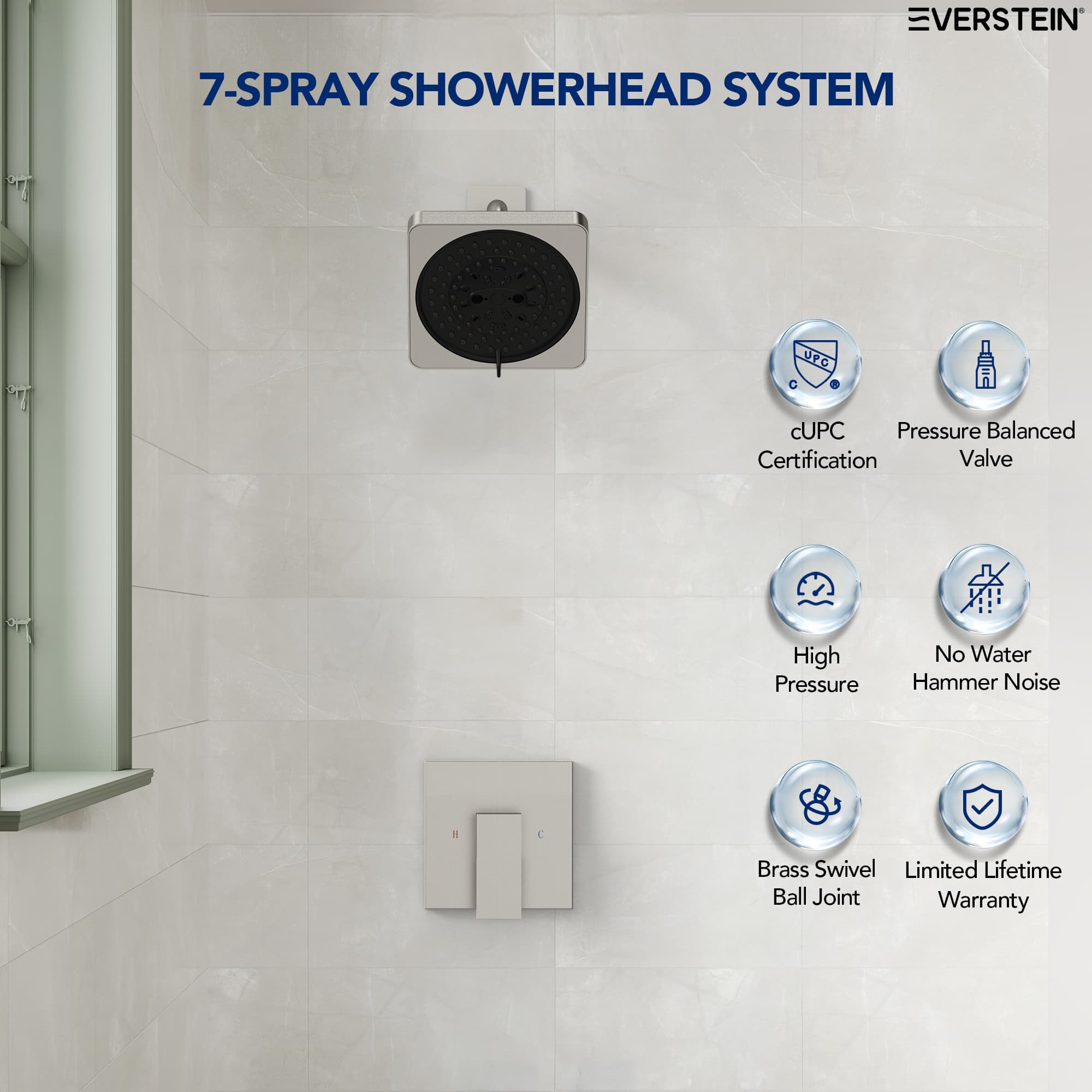 EVERSTEIN SFS-1130-NK Showerhead-Bar-Panels - View #7