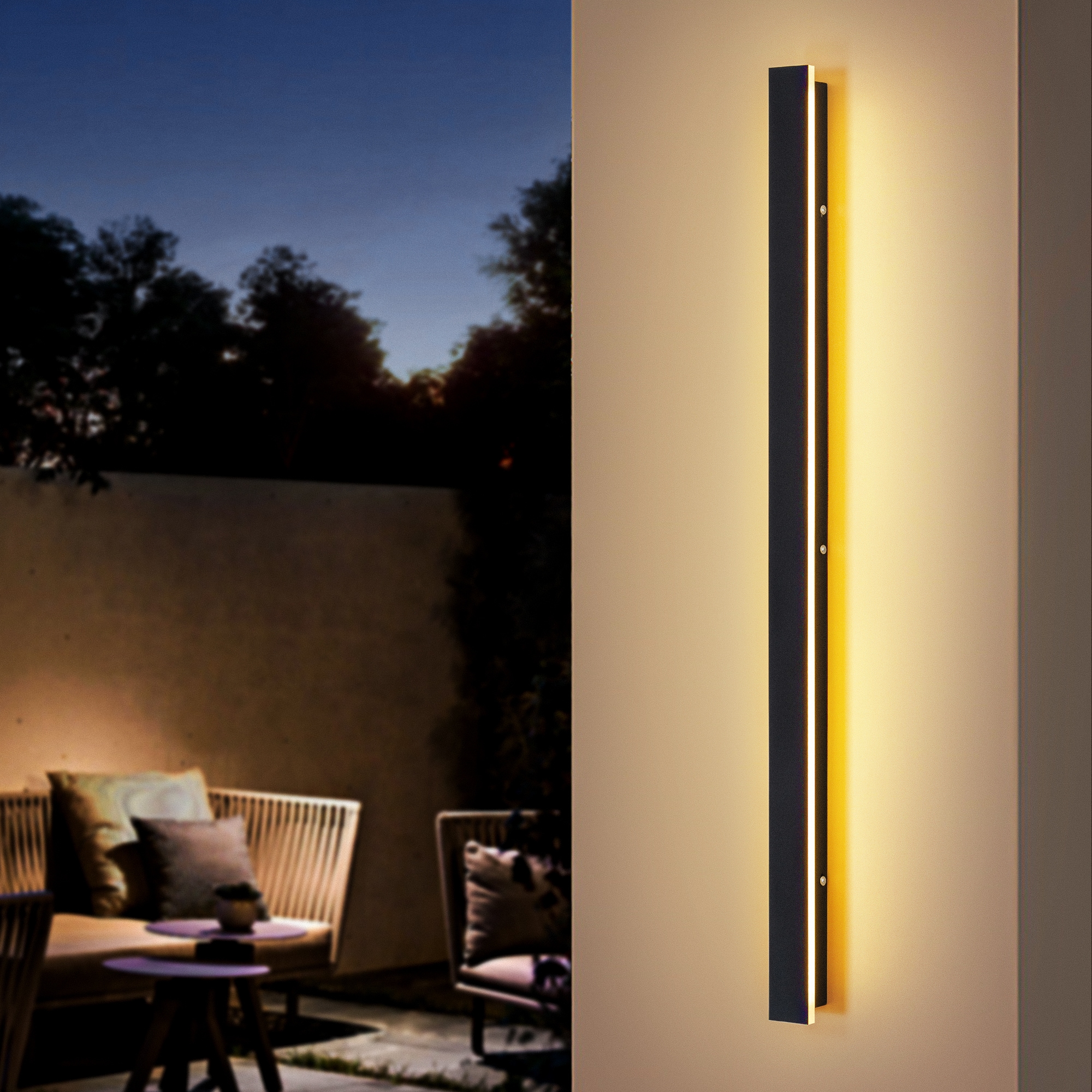 Rennnsan Hannah 39.3 in H Black Integrated LED Outdoor Wall Light