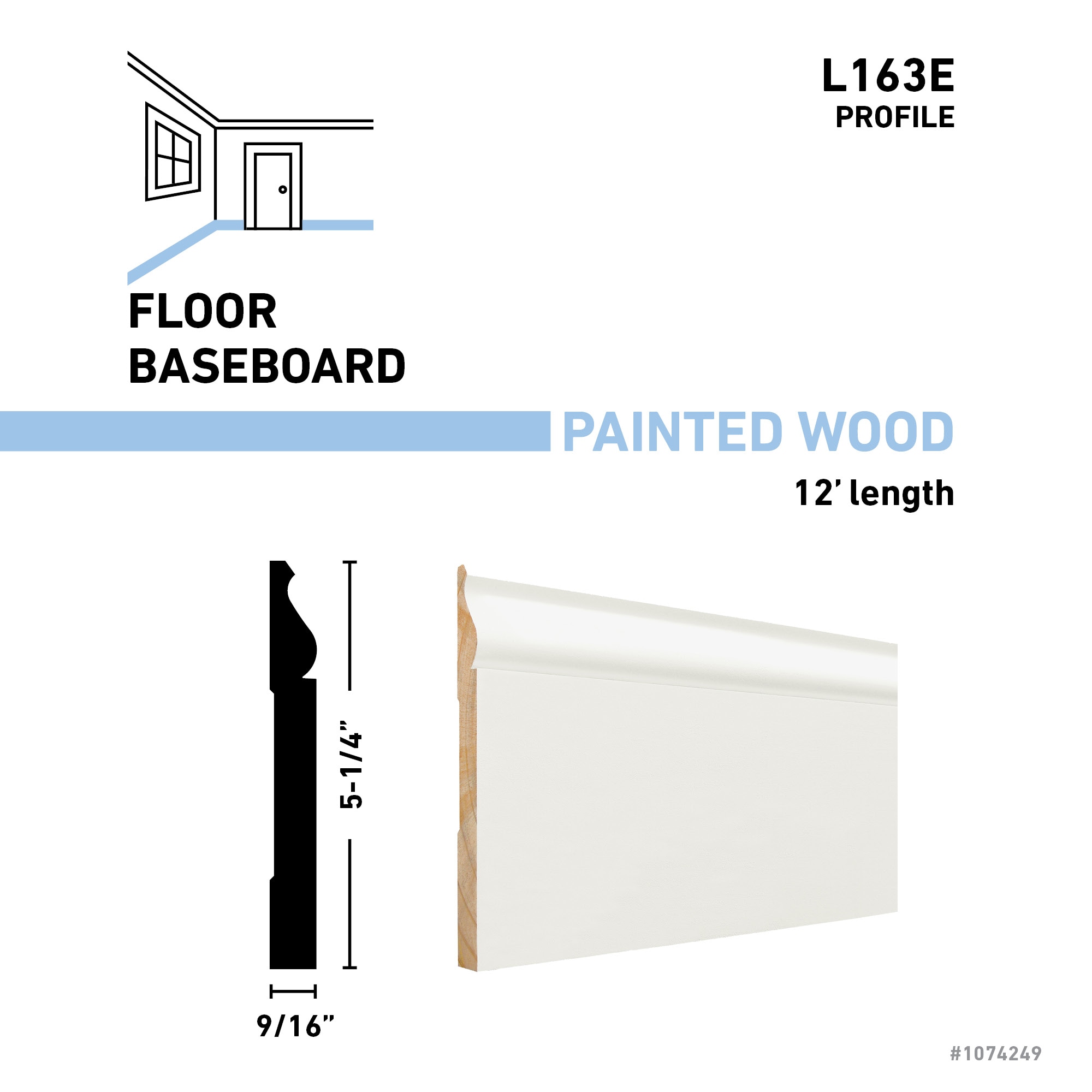 allen + roth L 163E 12 FJPWH Baseboard-Moulding - View #3