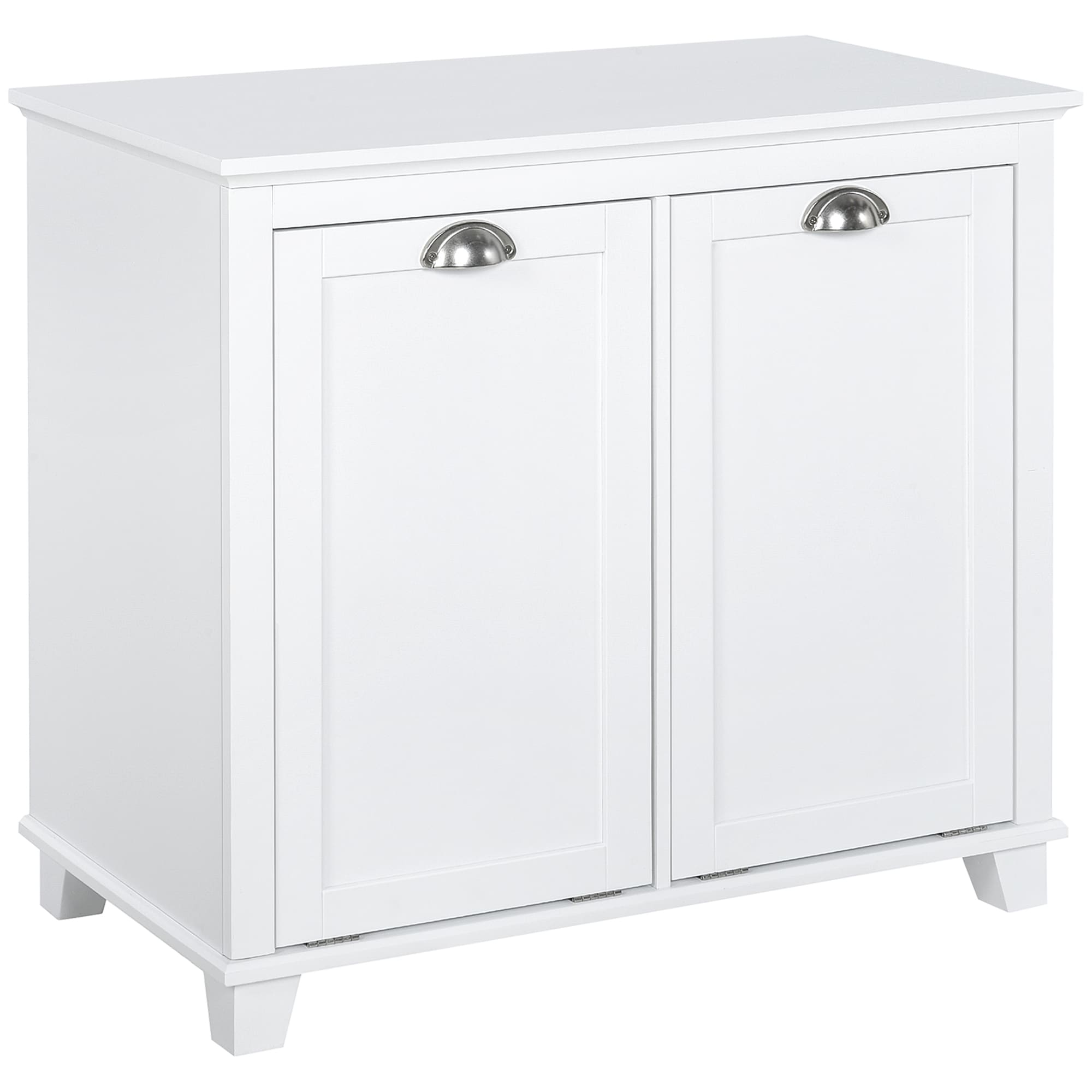 Bestcore 30-in Dual Tilt-Out Laundry Hamper Cabinet - 2-Compartment Bathroom Floor Storage Cabinet with Anti-Tip Design for Washroom White