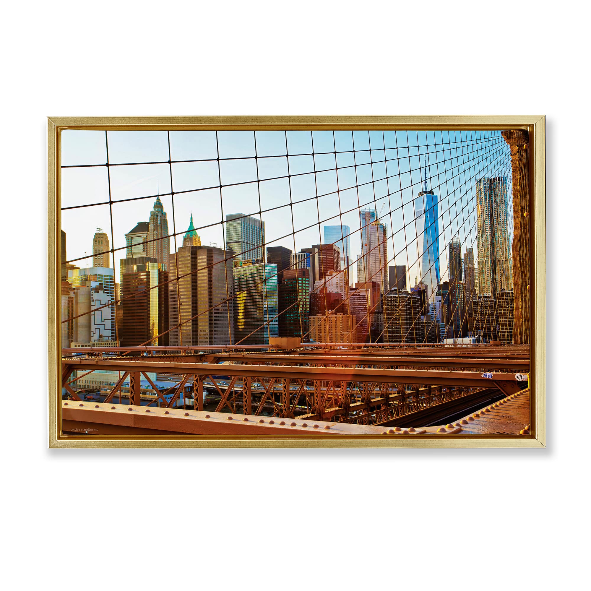 Stupell Industries BT-599-FFG-20X30 Cityscape Through Bridge Gold Framed Floater Canvas Wall Art By Seven Trees Design 31 x 21