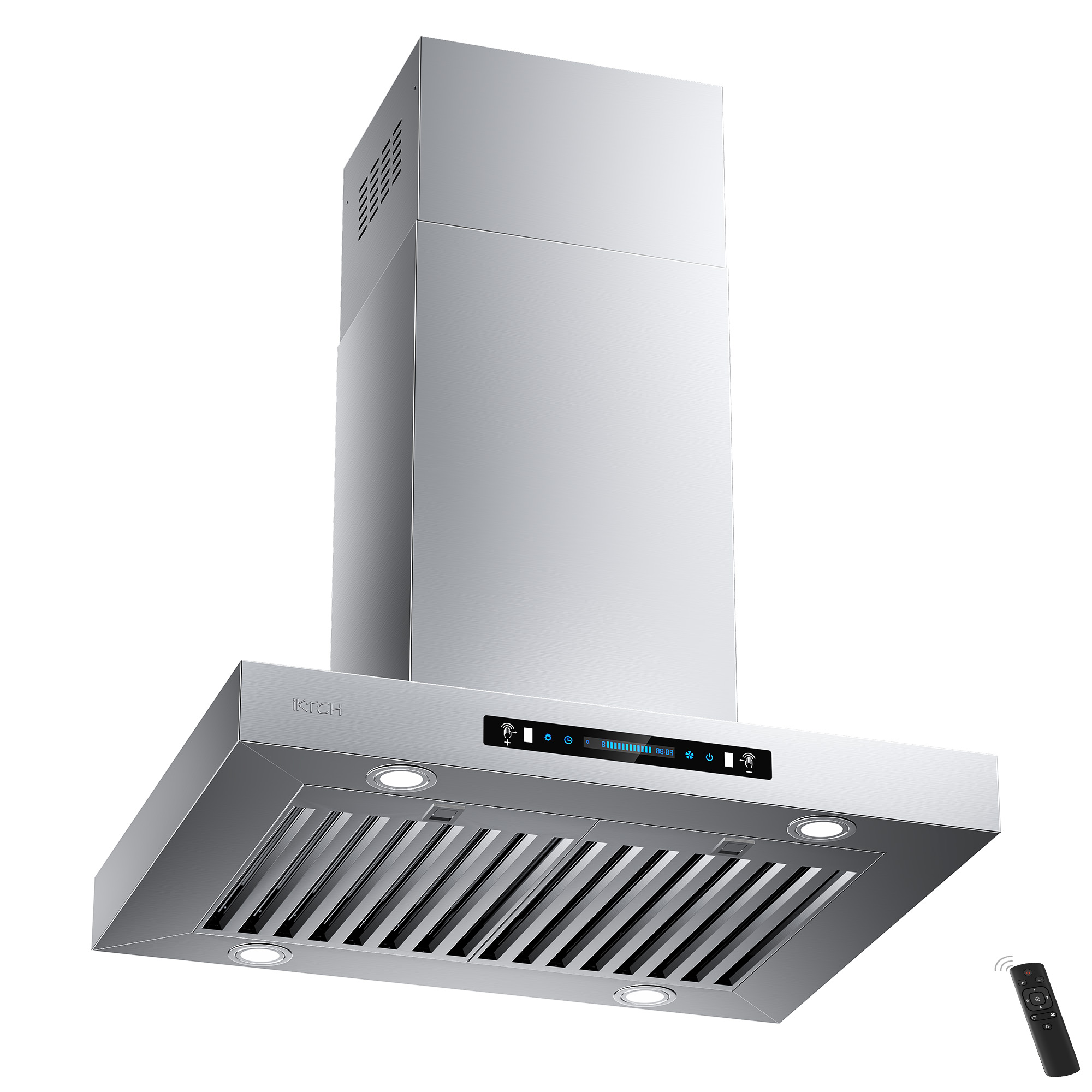 30-Inch Stainless Steel Island Range Hood with Gesture Control