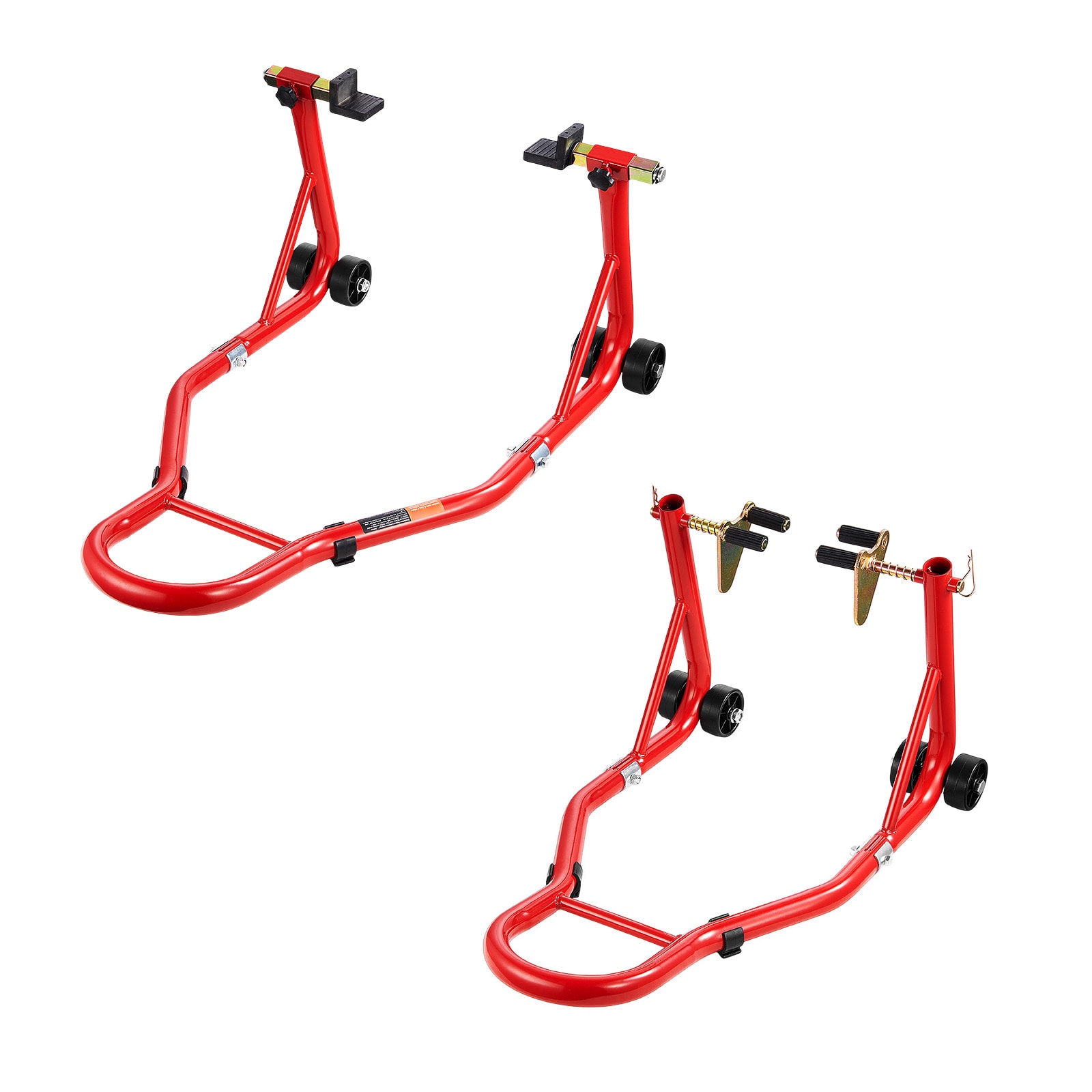 VEVOR SCYBSJZJHSTZ07168V0 Motorcycle Stand Lift  850lbs Capacity Front Rear Combo Stand Lift  Front Wheel Dual-Fork Stand  Rear U+L Fork Swingarm Spool Stand  for Most Yamaha Honda Kawasaki Suzuki Motorcycles  Red