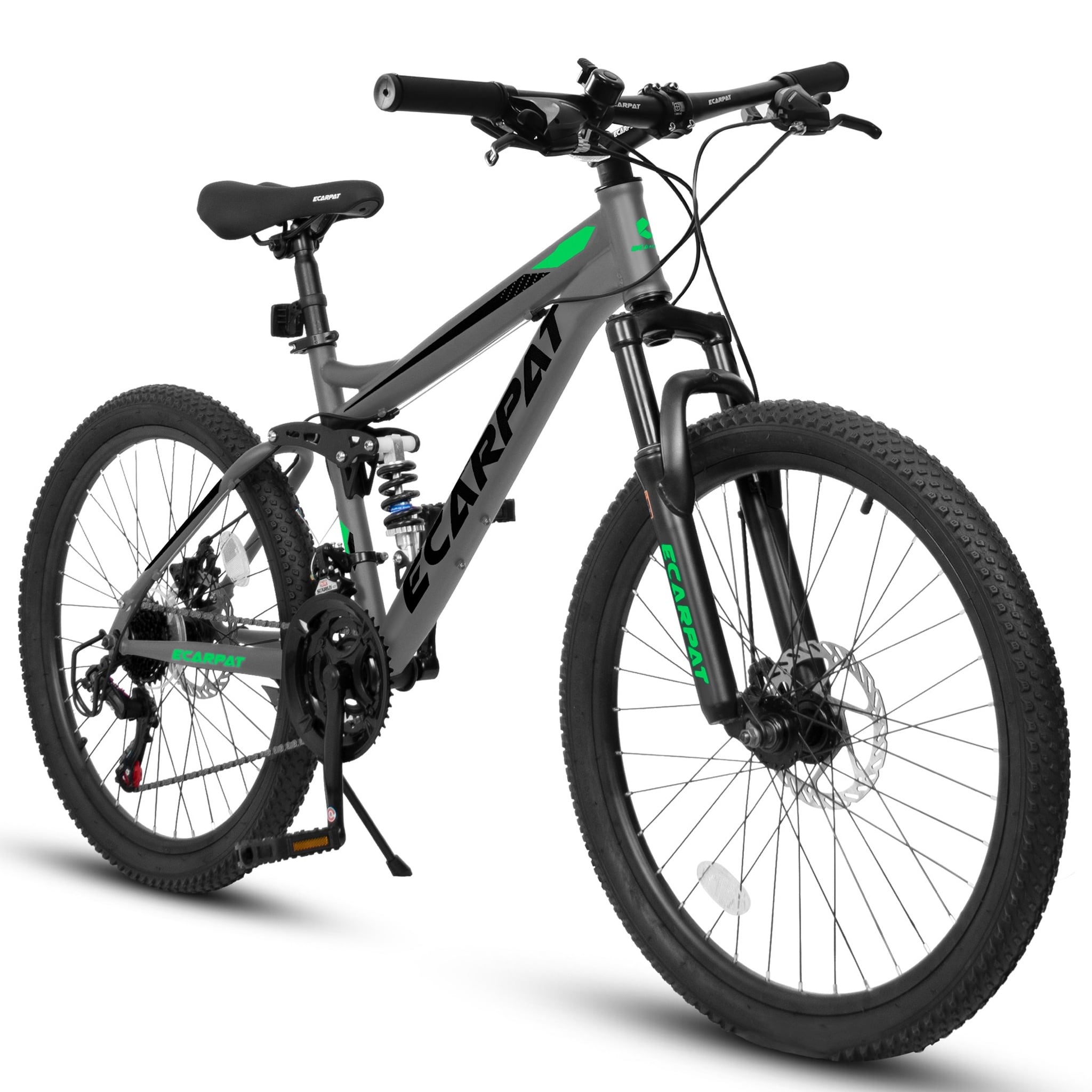 Rbied 27.5 Inch Full Suspension Mountain Bike 21 Speed Dual Disc Brakes Front and Rear Shock Absorbers Grey