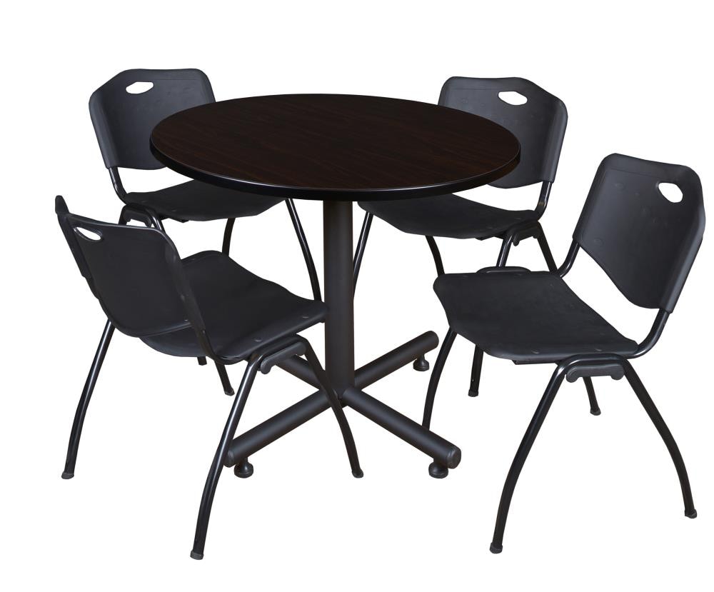 Regency TKB42RNDMW47BK Breakroom Brown 4-Person Training Table (42-in W x 29-in H)