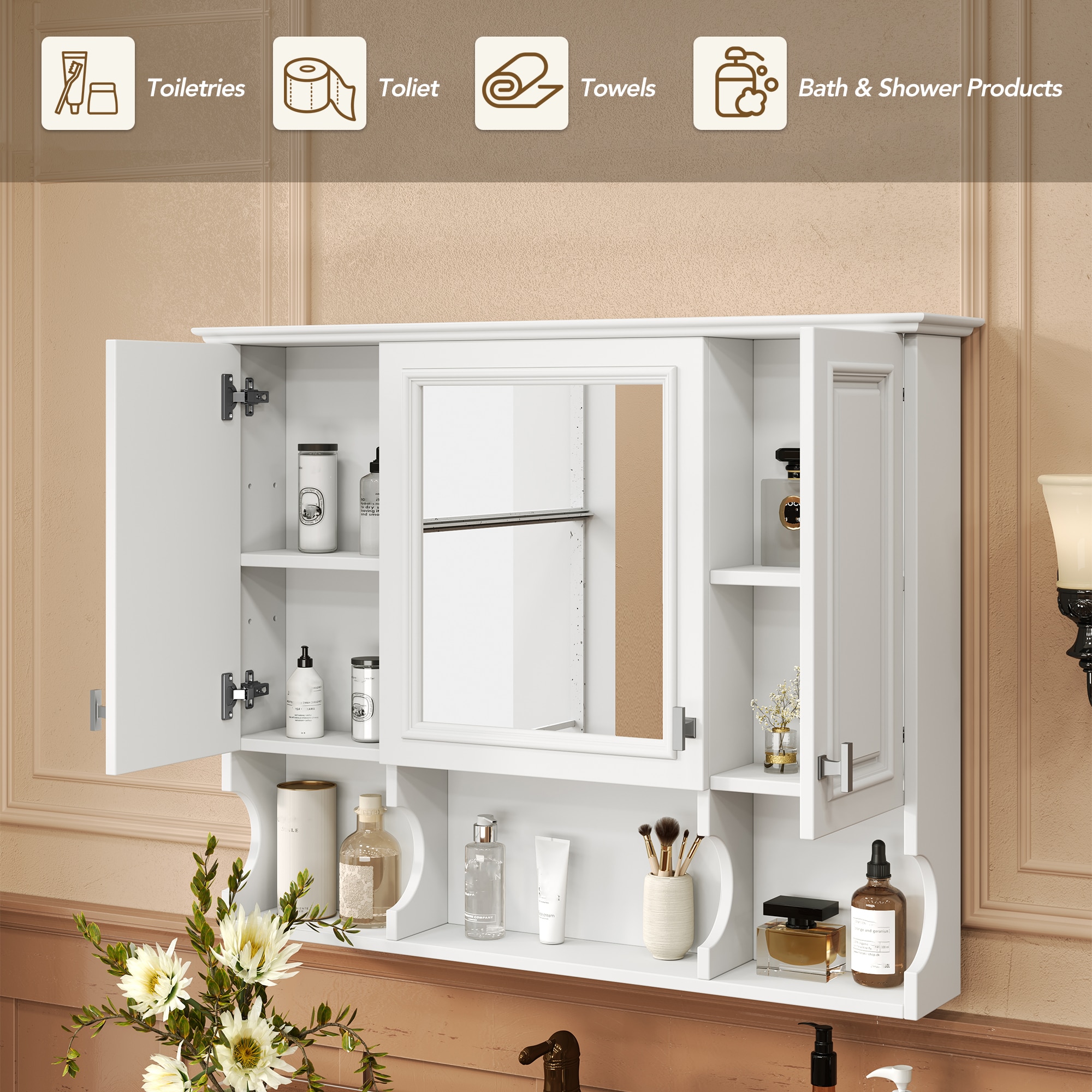 Hrinhom BA16-WHITE Bathroom-Wall-Cabinets - View #5