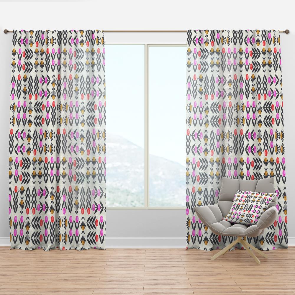 Designart CTN24122-52-120 120-in Pink Abstract Room darkening Thermal lined Rod pocket Single curtain panel