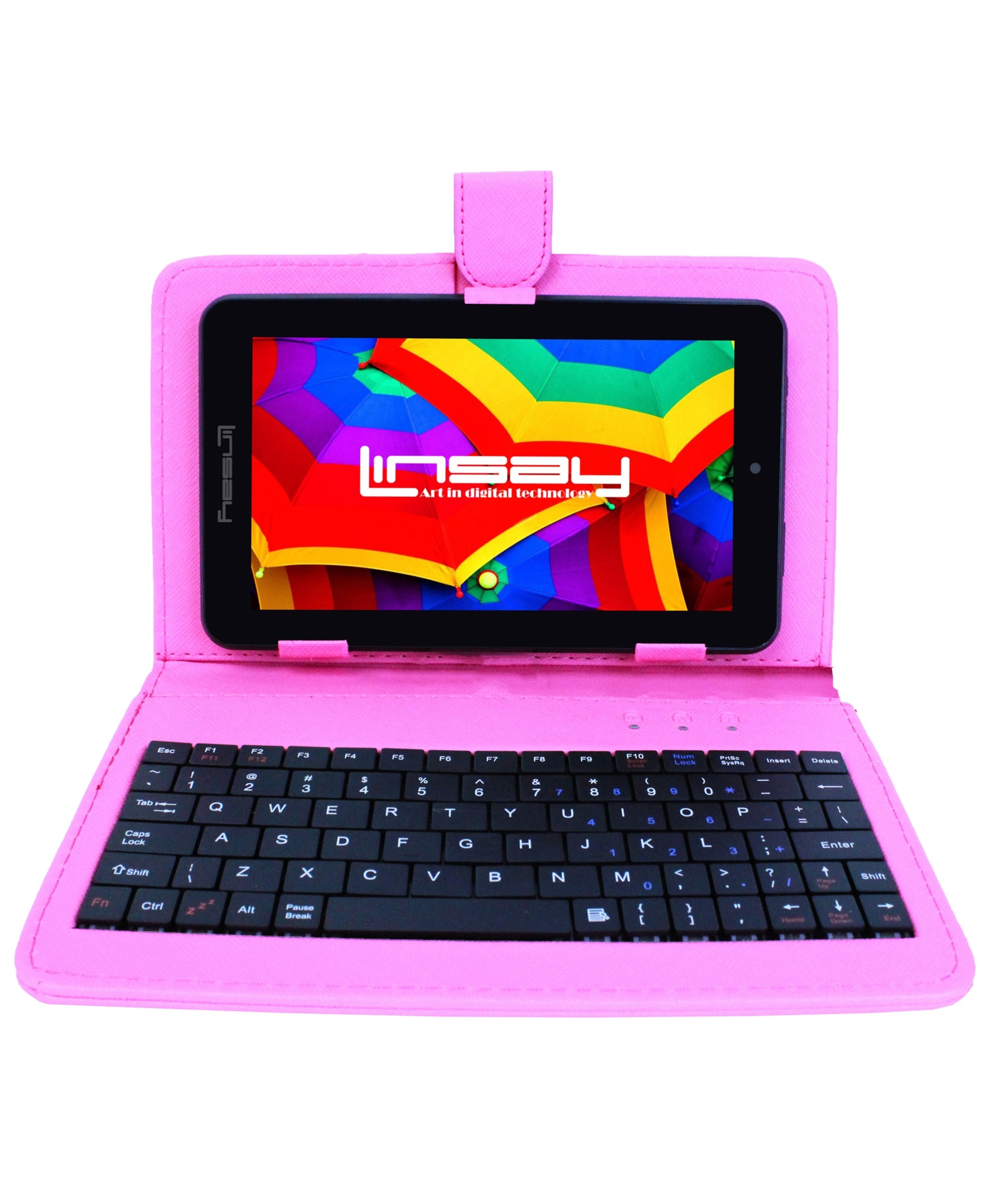 LINSAY F7XHDBKSPINK 7-in 64 Android 13 Wi-Fi only Tablet with Case Included