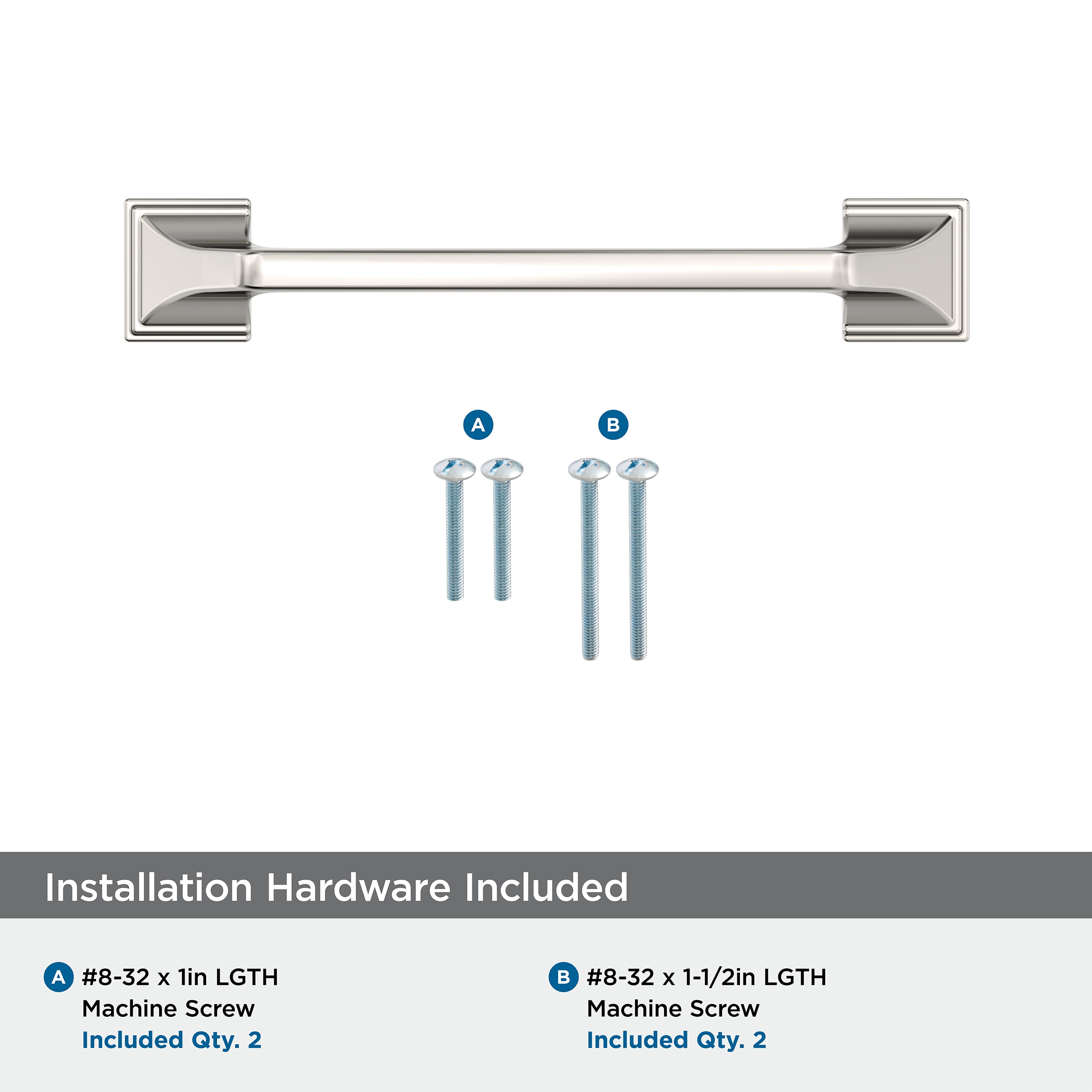 Polished Nickel 5-1/16 inch Modern Cabinet Pull