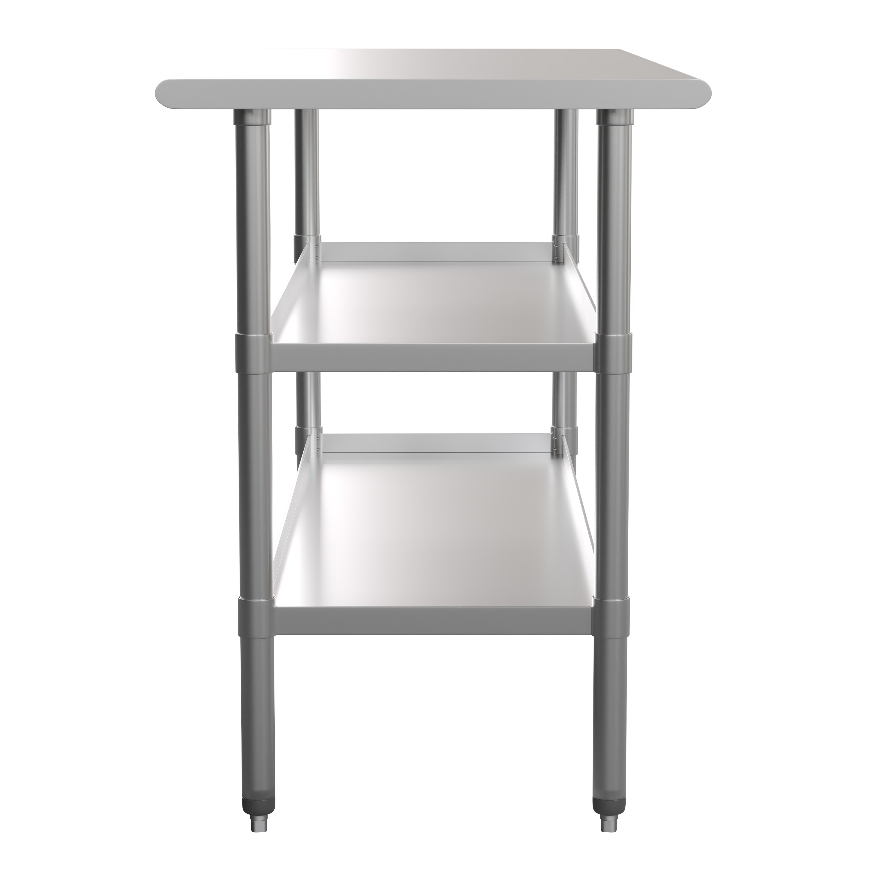 Silver Stainless Steel Kitchen Work Table with Adjustable Shelves
