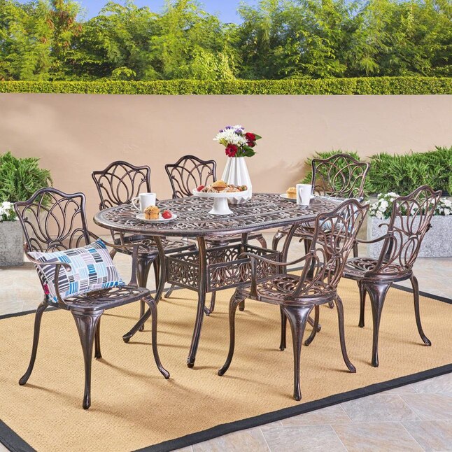 Best Ing Home Decor Hatian 7 Piece Copper Aluminum Frame Patio Dining Set In The Sets Department At Com - Spray Paint Aluminum Patio Table With Umbrella Hole Best Ing Home Decor Hatian 7 Piece Copper Aluminum Frame Patio Dining Set In The Sets Department At Com - Spray Paint Aluminum Patio Table With Umbrella Hole