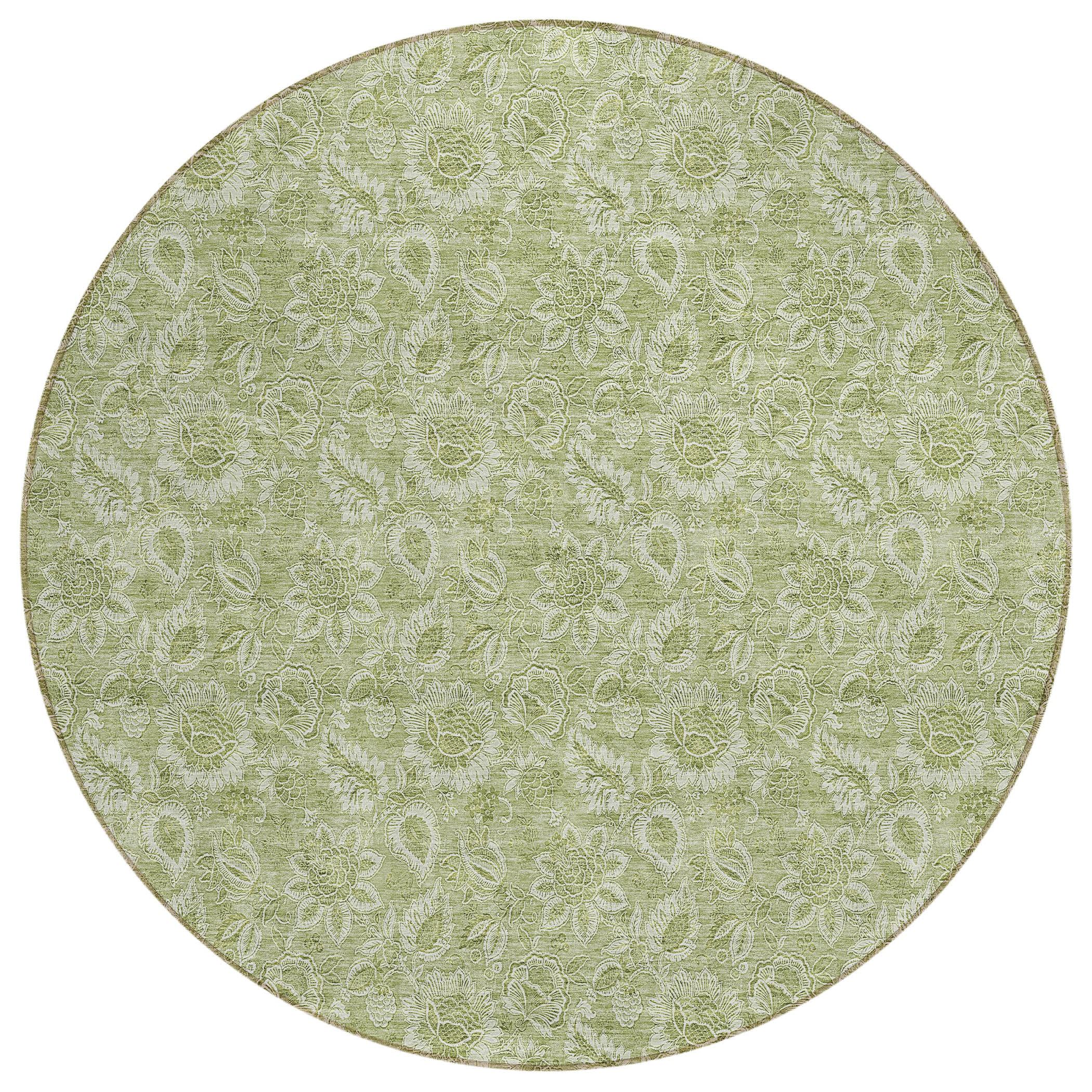 Addison Rugs ACN662AL8RO Chantille ACN662AL 8 x 8 (ft) Polyester Green Round Indoor/Outdoor Geometric Machine washable Area rug