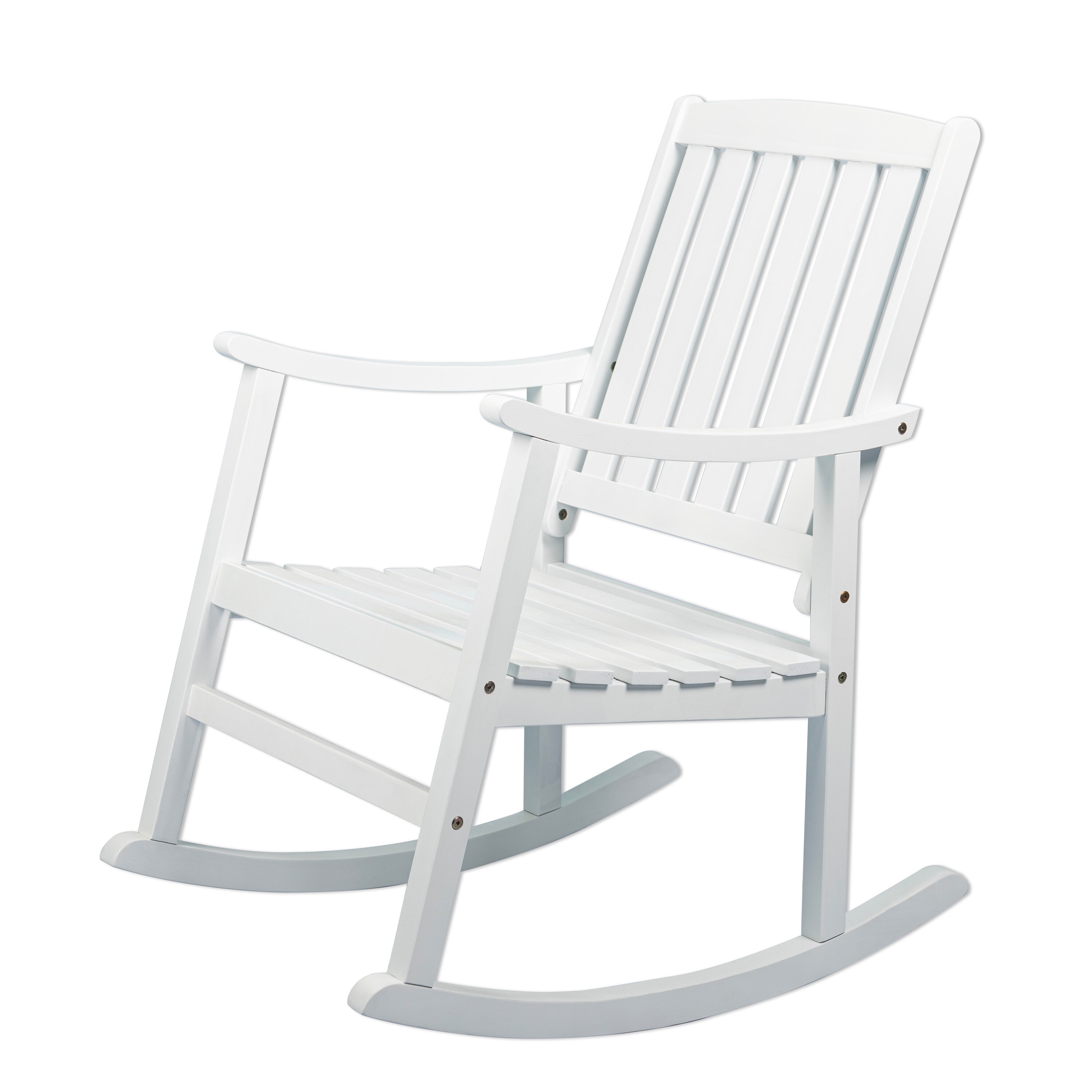 JONATHAN  Y RCK102C Penny Slat-Back Classic Traditional White Wood Frame Rocking Chair with Solid Seat
