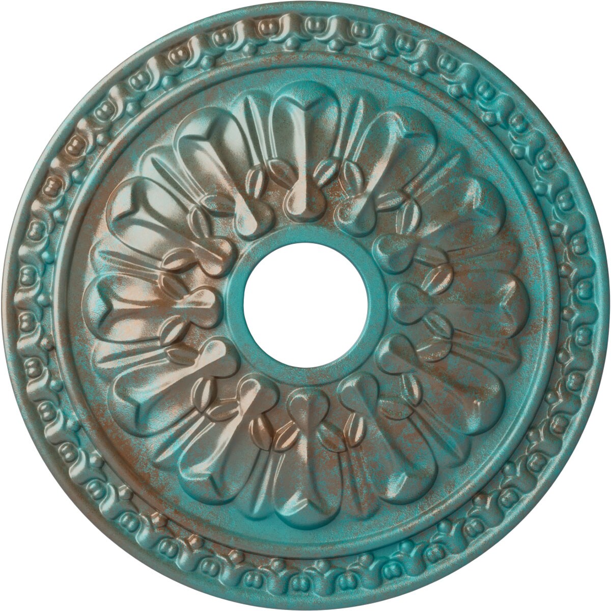 Ekena Millwork CM18WACGS Warsaw 18-in W x 18-in L Painted Copper Green Patina Polyurethane Whole Ceiling Medallion
