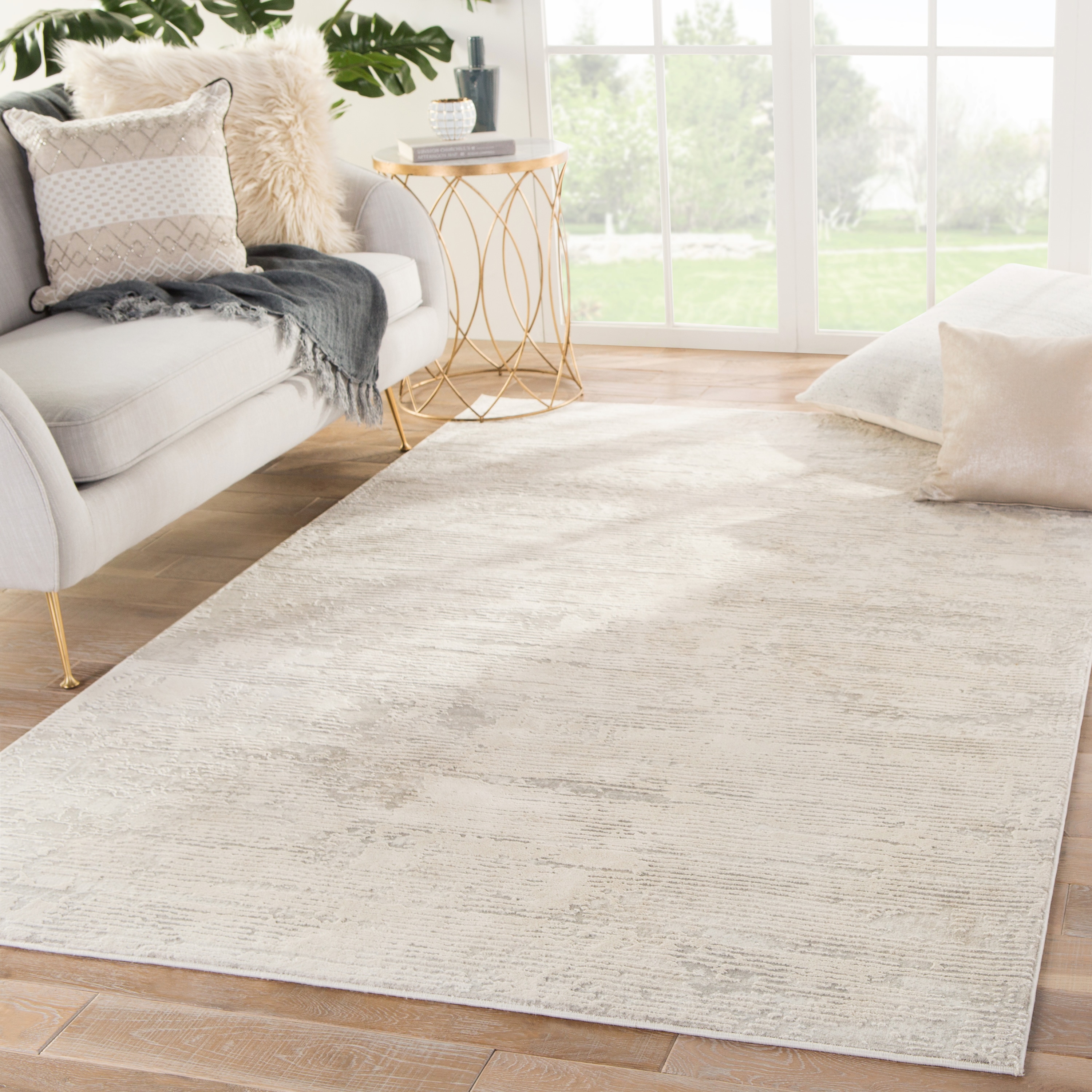  BRG143757 Magana 10 x 14 (ft) Loomed Polyester Gray/Ivory Rectangular Indoor Abstract Industrial Area rug