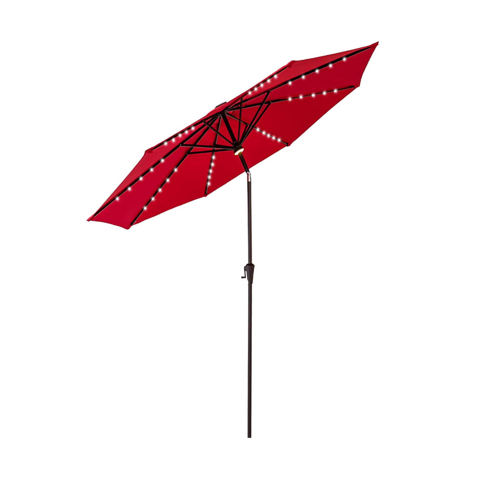 FLAME&SHADE CFSLED11RED2 10.83-Feet Aluminum Red Push-button Tilt Market Patio Umbrella with Lights and