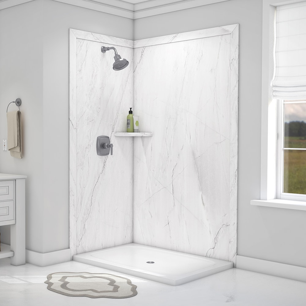 FlexStone SSK48367821OY Elegance 2 48-in W x 36-in D x 80-in H Oyster 2 -Piece Glue Up Shower corner wall panel