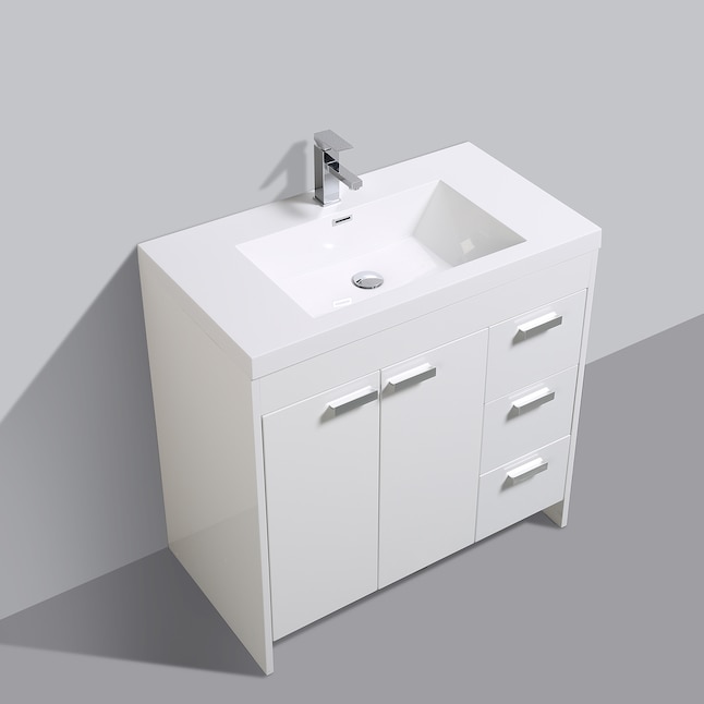 Eviva loon 36-in White Single Sink Bathroom Vanity with White Acrylic ...