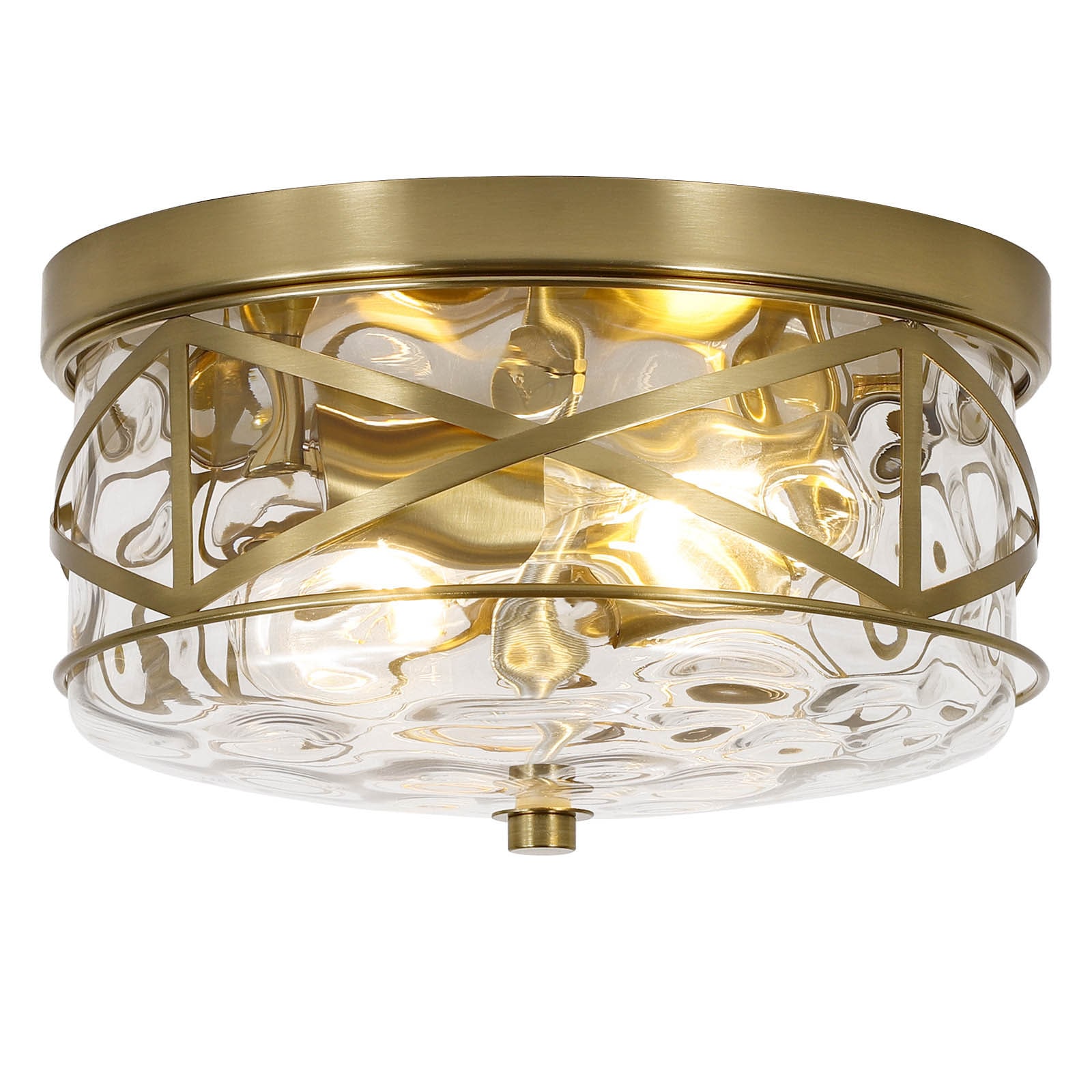 LamQee 06FTL0235BGD Flush Mount Ceiling Light 2 -Light 9.84-in Antique Gold Flush Mount Light