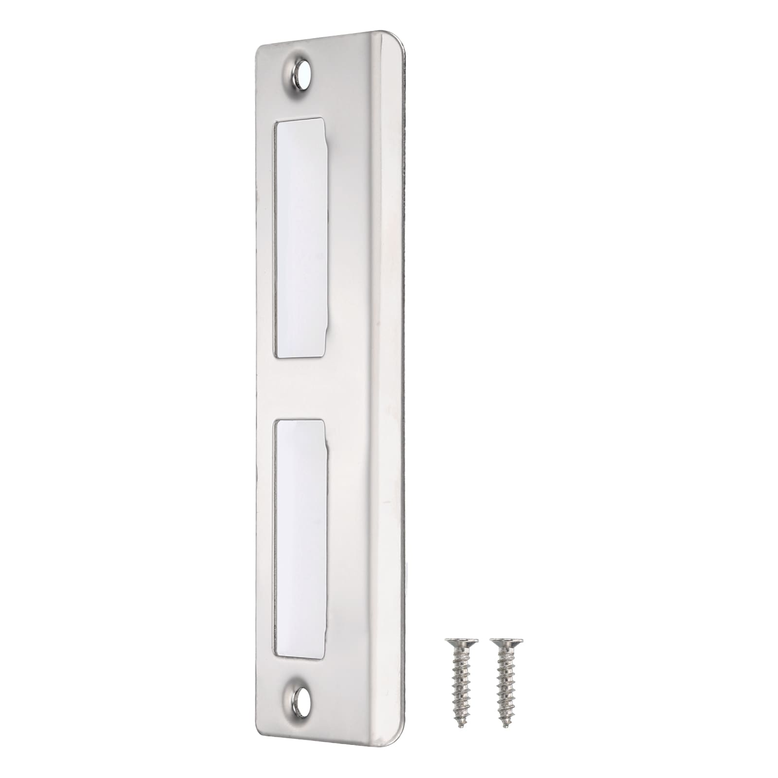 Unique Bargains Door Strike Plate 128mm x 42mm 201 Stainless Steel Latch Deadbolt Strike Plate for Door Frame Door Jamb Silver #S26032600UX2334