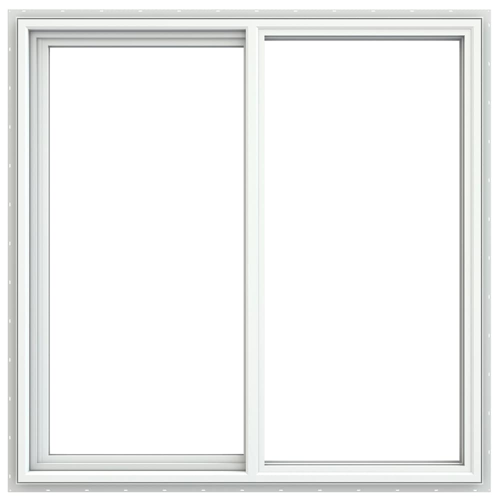 JELD-WEN LOWOLJW234900072 V-4500 47-1/2-in x 47-1/2-in White Exterior White Interior Left-Handed Vinyl Sliding Window Double strength (Full Screen Included)