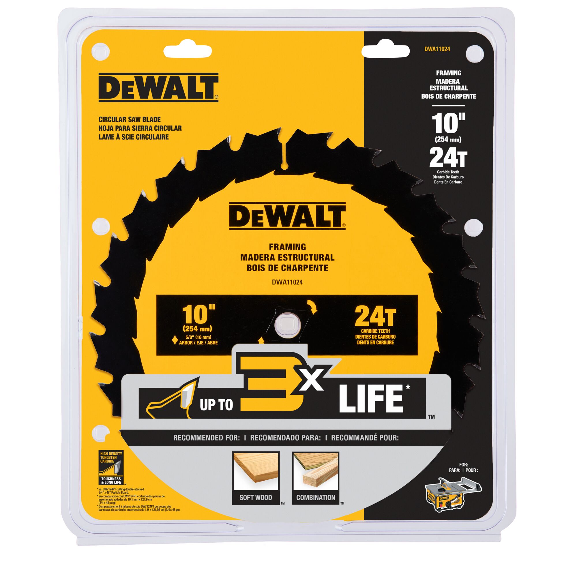 DEWALT Large Diameter Saw Blades 10-in 24-Tooth Rough Finish Tungsten  Carbide-tipped Steel Table Saw Blade in the Circular Saw Blades department  at
