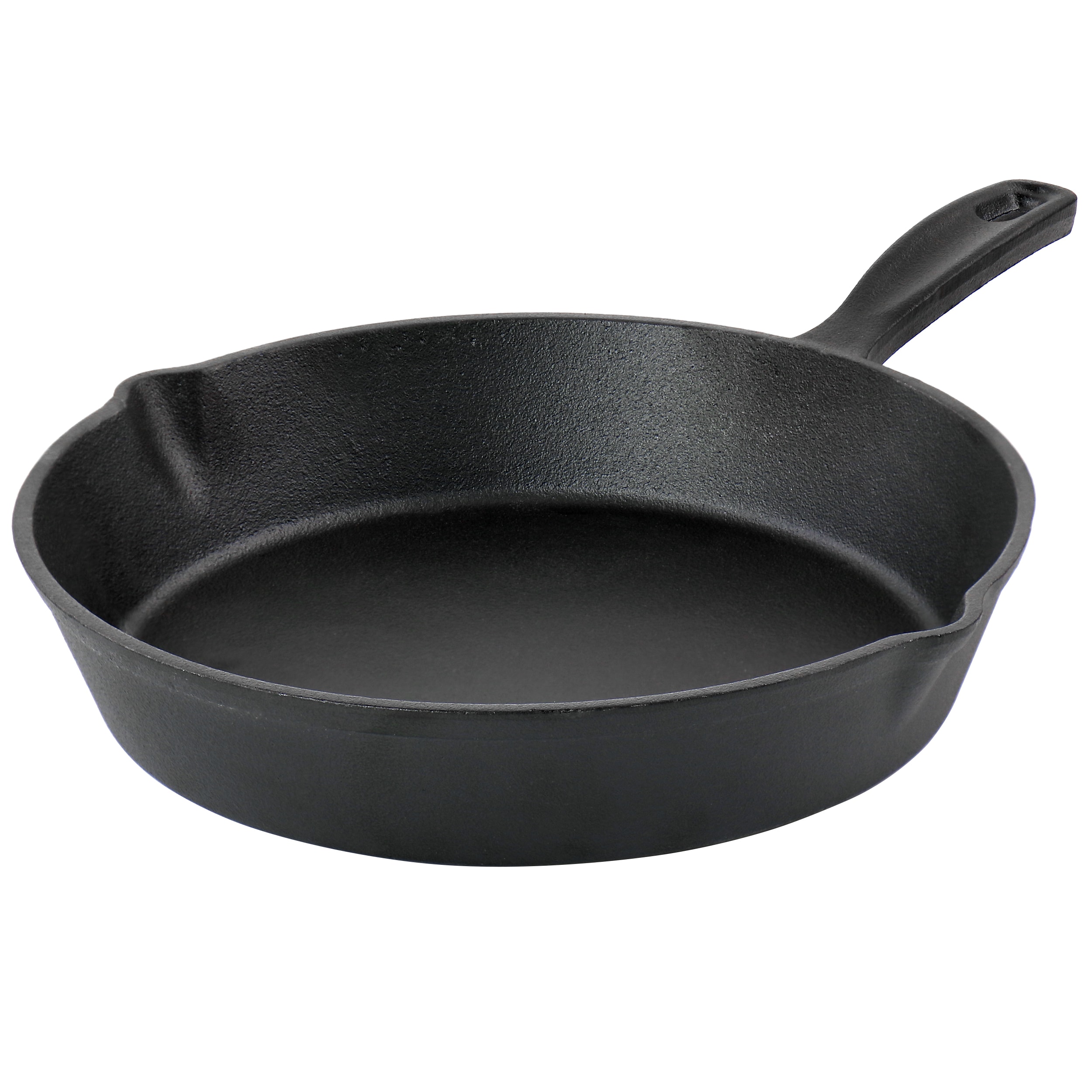 12 inch Cast Iron Skillet with Pouring Spouts - Black