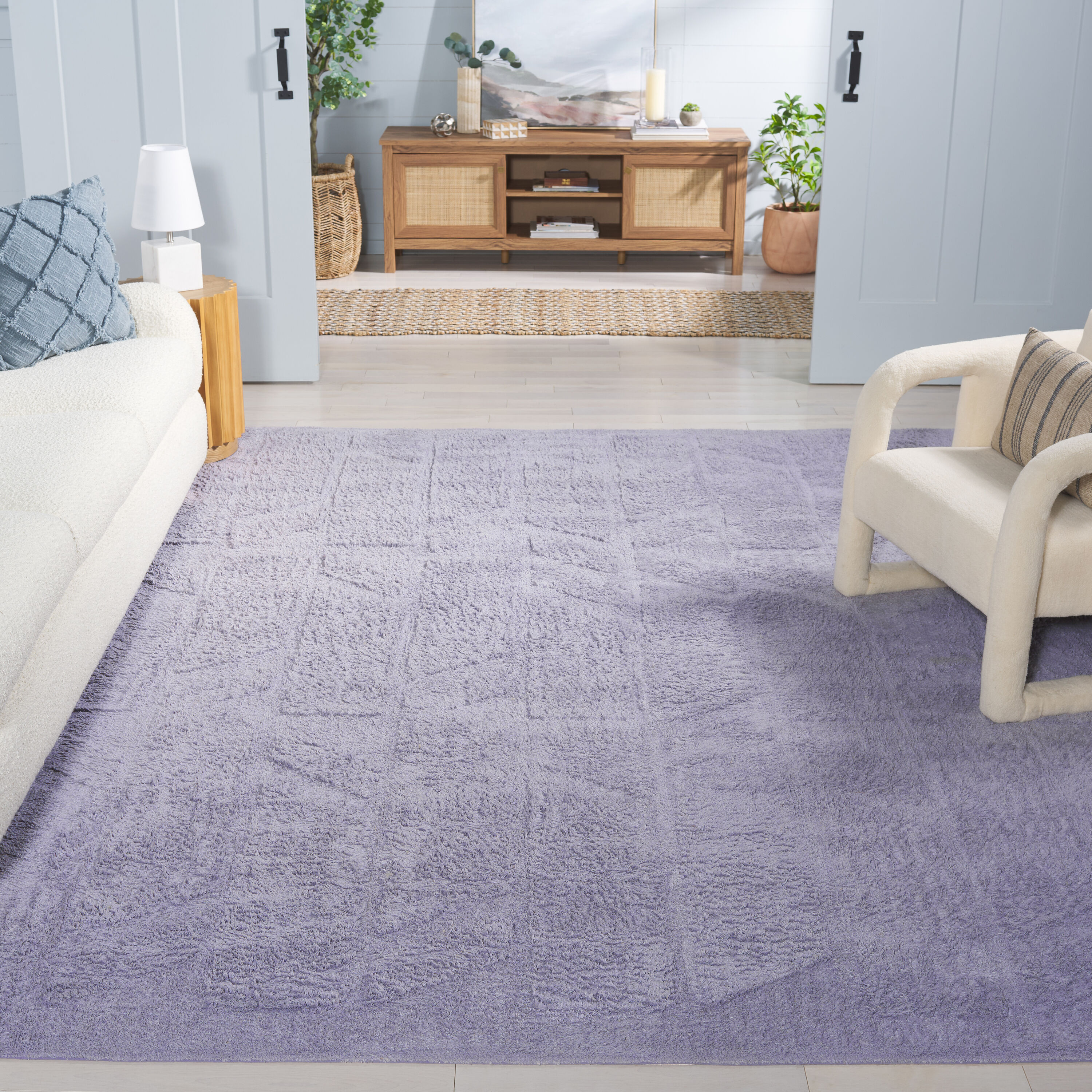  Easy Care 223 Lilac Contemporary 6ft x 9ft Medium Rectangle Rug