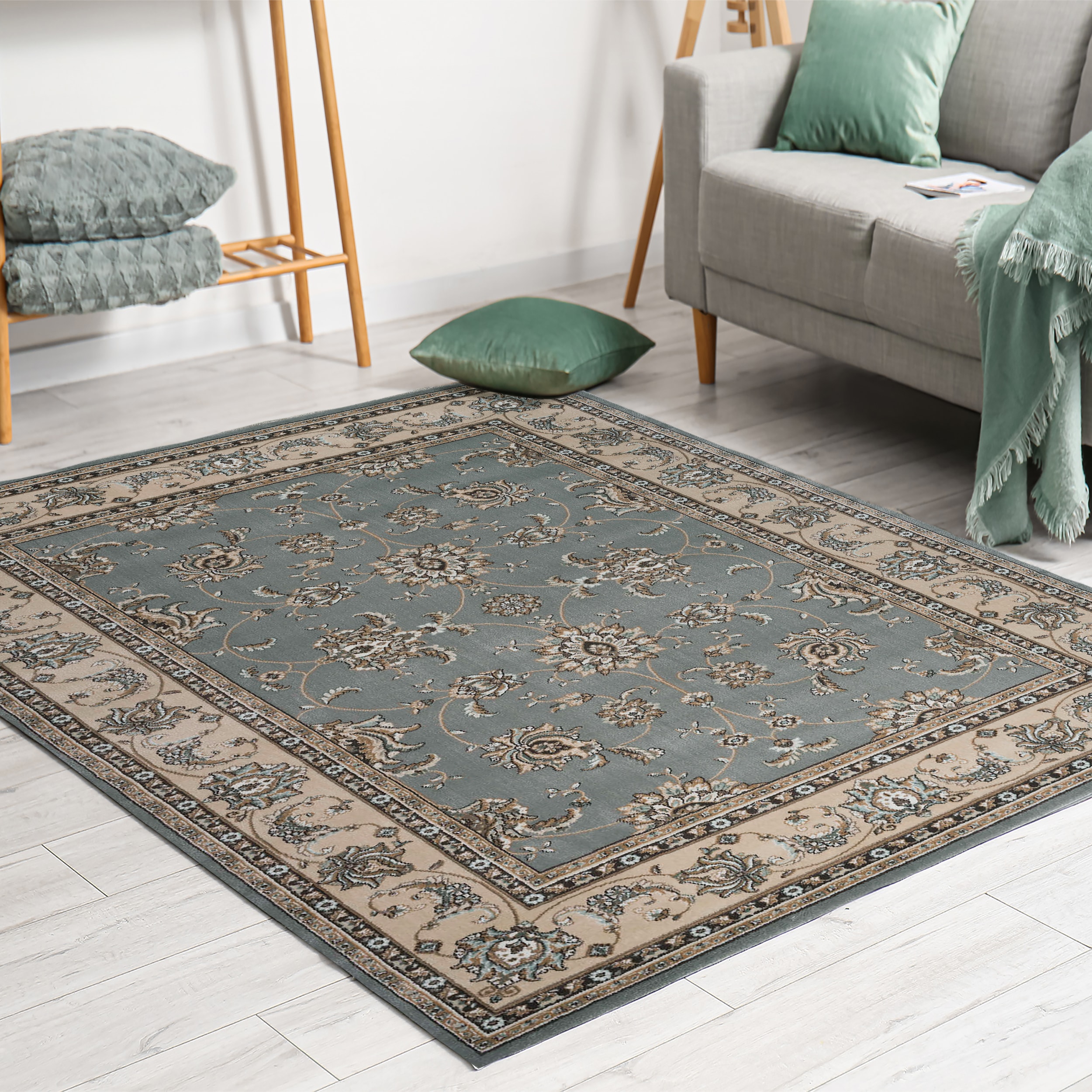 Radici USA 1780/0030/GREY Pisa 3 x 5 (ft) Polypropylene Gray Rectangular Indoor Floral/Botanical Oriental Throw rug