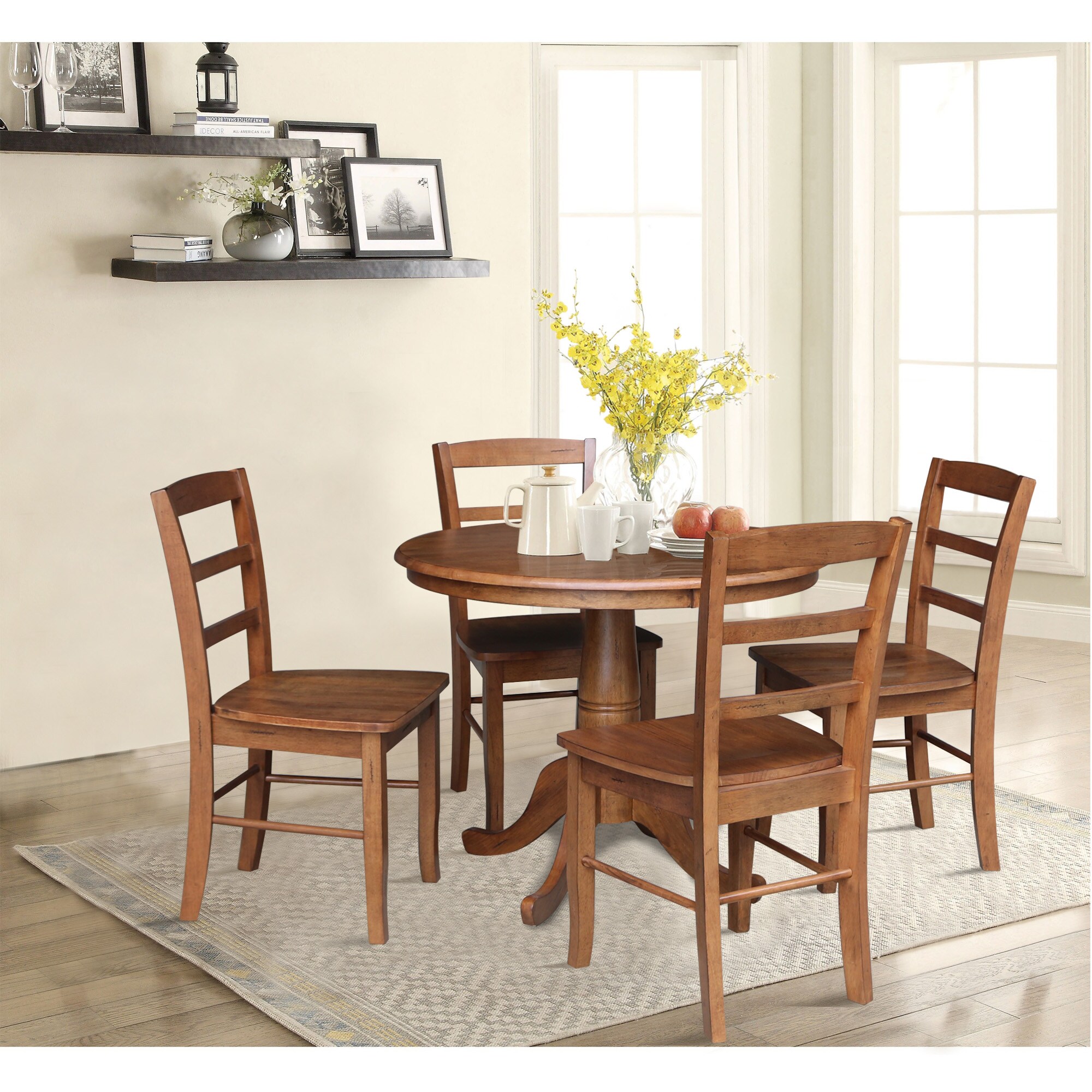 International Concepts Distressed Oak Traditional Dining Room Set with ...