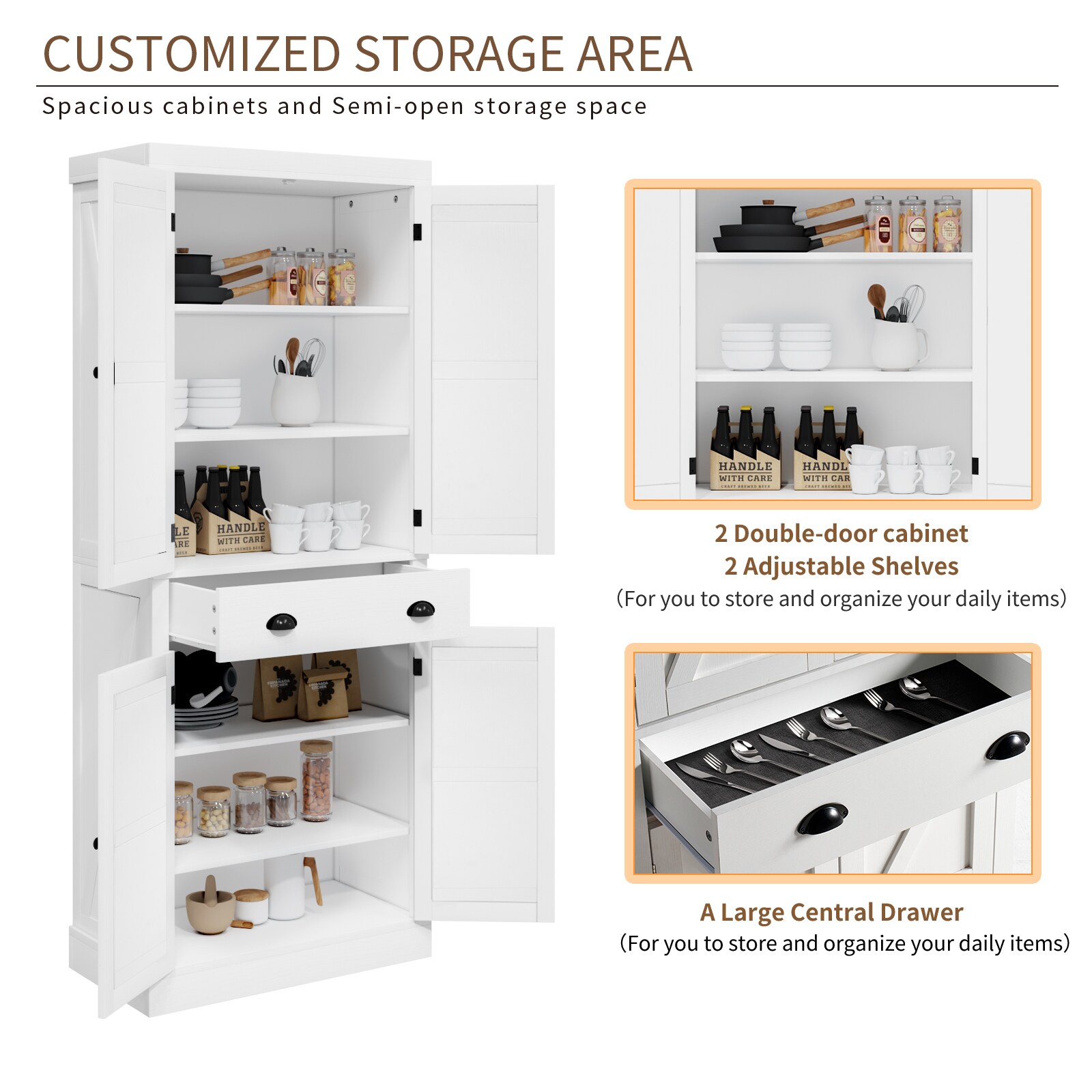 AOXUN Contemporary/Modern White Pantry in the Dining & Kitchen Storage ...