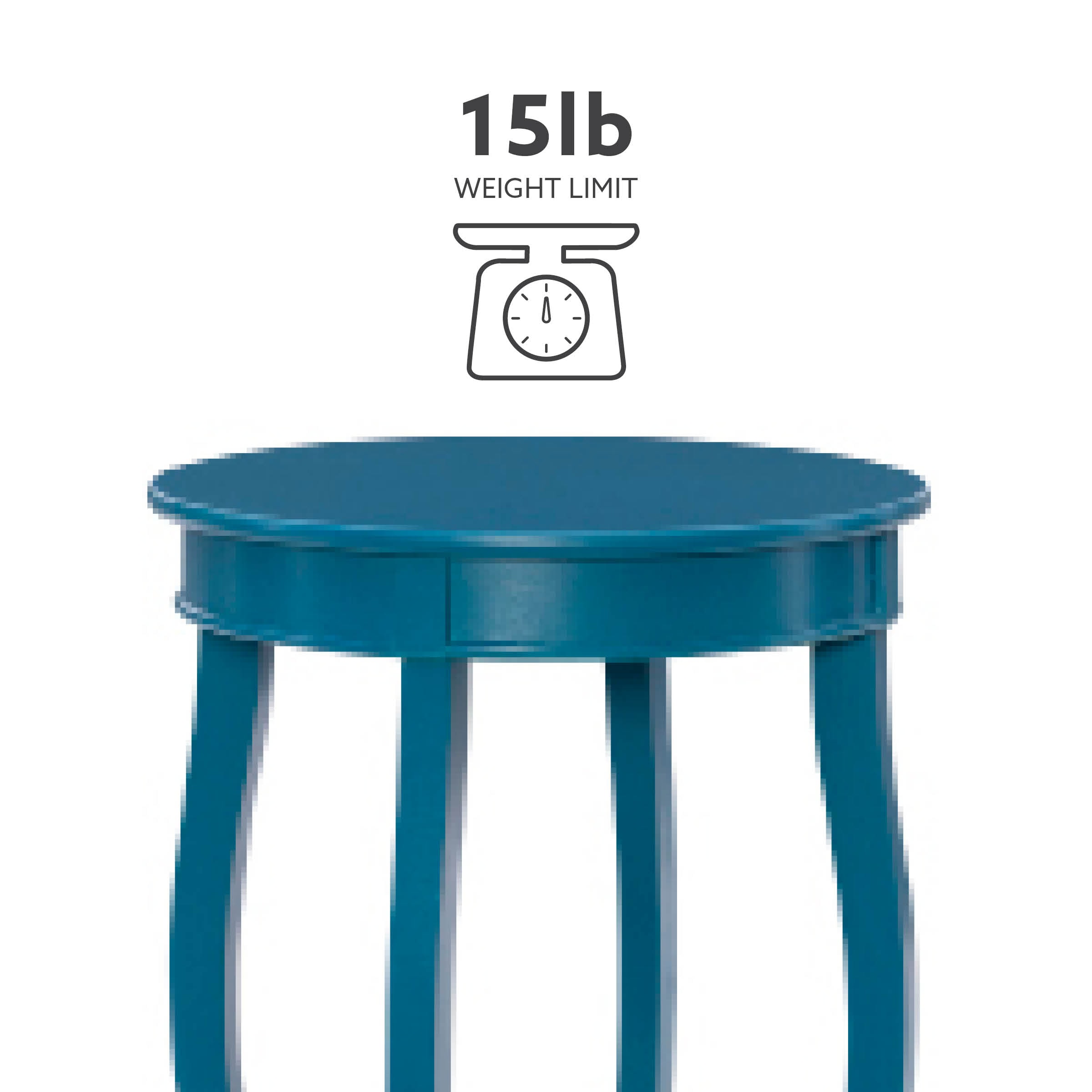 Teal Bohemian Round Wood Accent Table with Shelf