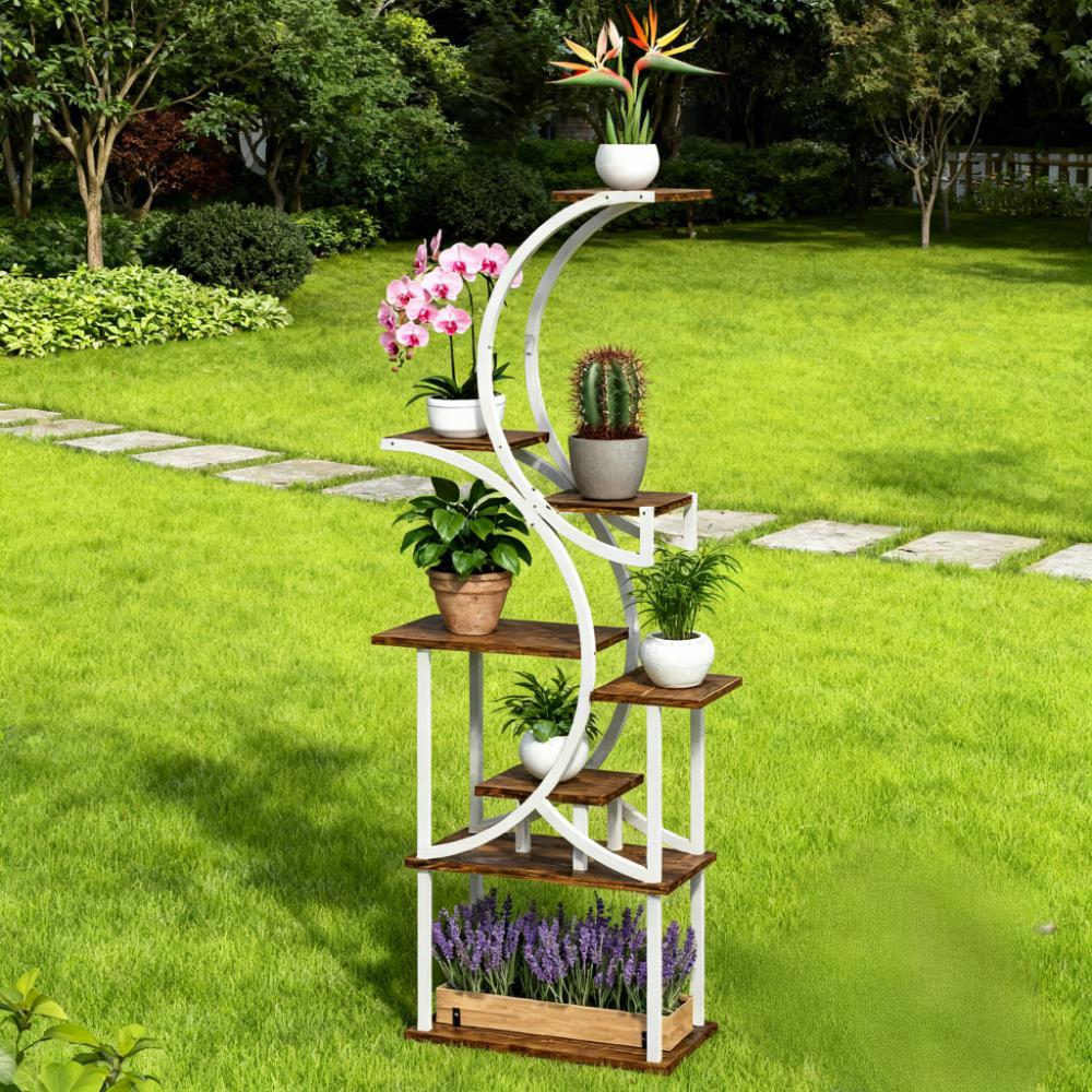 Blisstyle Corner Plant Rack for Multiple Plants Plant Stand 8 Tier S Shaped Plant Shelf Bookcase Book Shelf Weight Storage Racks and Shelving Shelves Decor for Kitchen Living Room Bedroom Garage