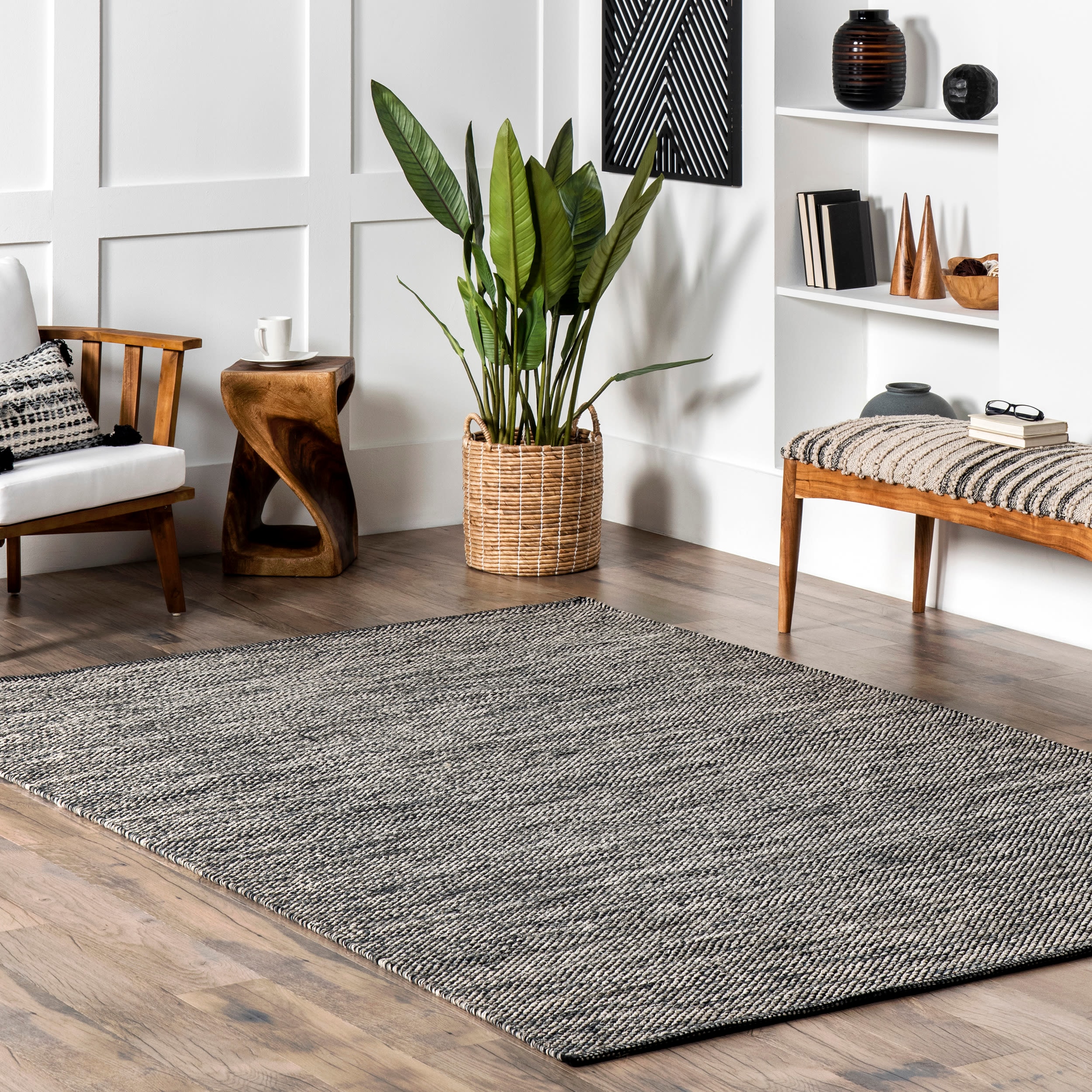 nuLOOM JASG01C-960136 Sagemont 10 x 13 (ft) Loomed Cotton Gray Rectangular Indoor Solid Global Area rug