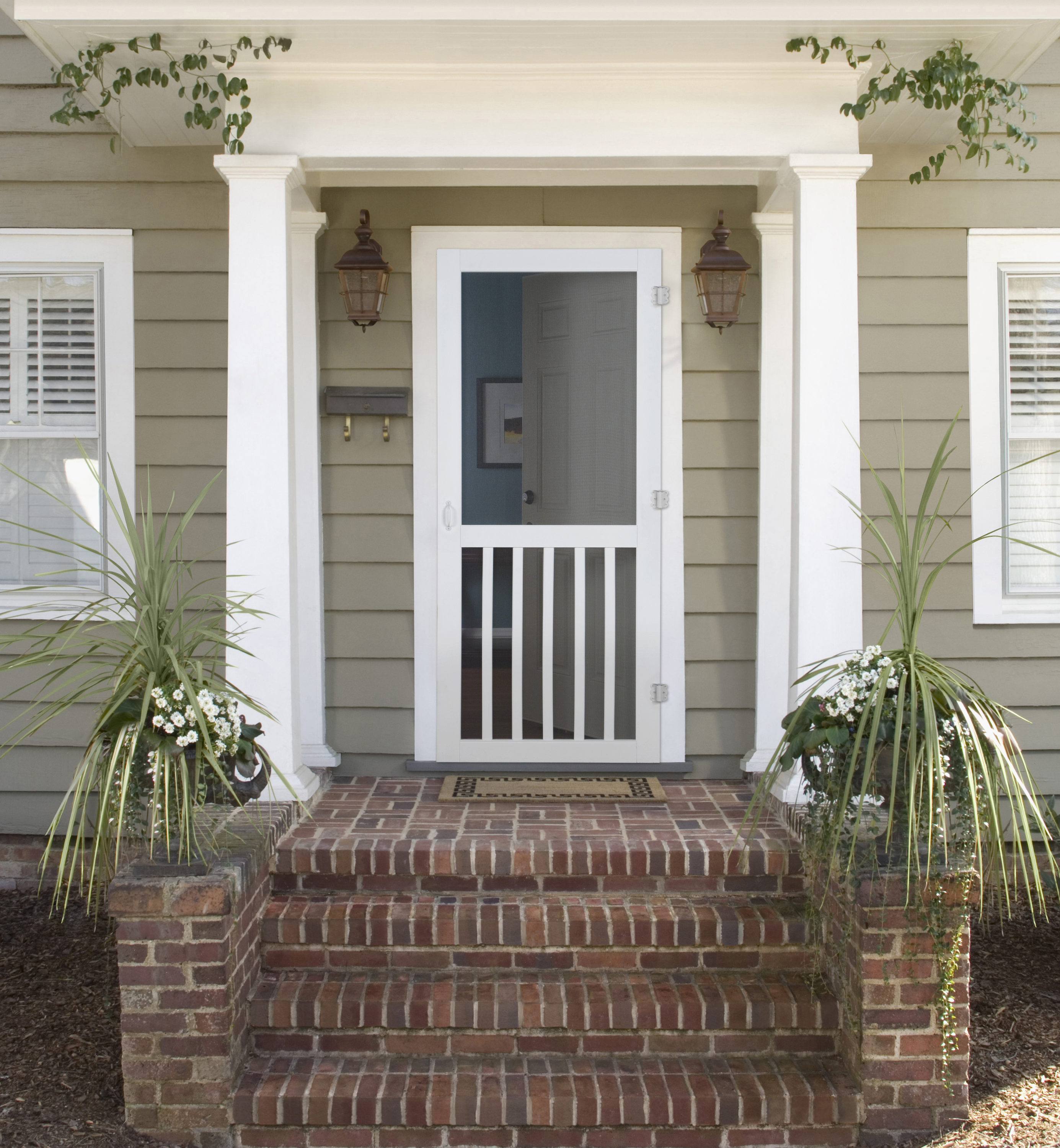 Screen Tight 5 Bar 32-in x 80-in White Vinyl Hinged Screen Door in the ...