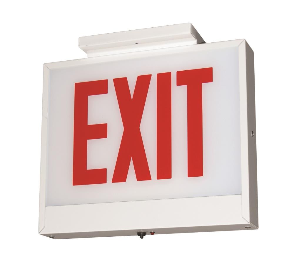 Lithonia Lighting LXC W 1 RW CH3 EL Chicago approved, Steel Exit 120/277-Volt LED White Hardwired Exit Light with Red Lights
