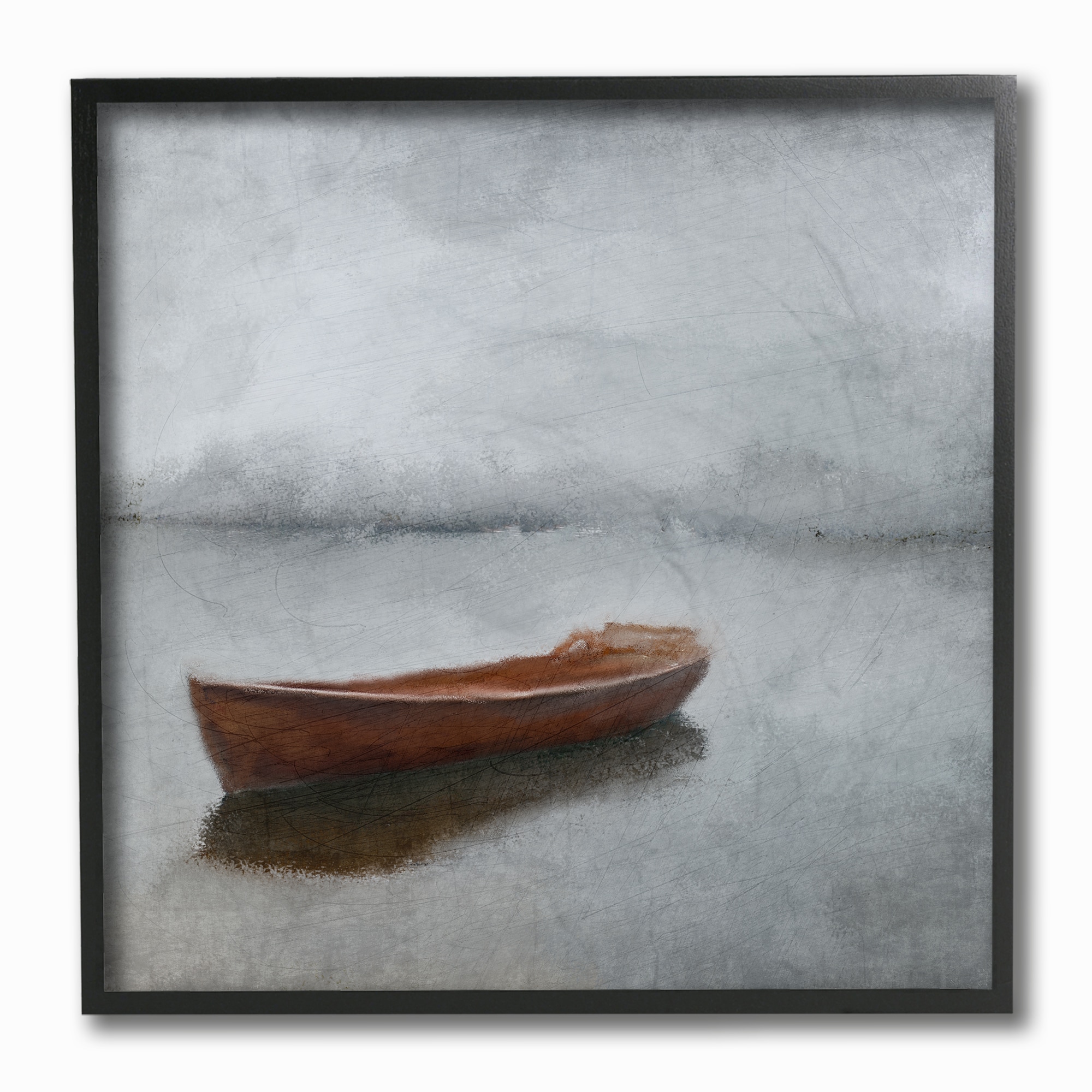 Stupell Industries Calm Sea Soft Grey Horizon with Red Boat Kimberly ...