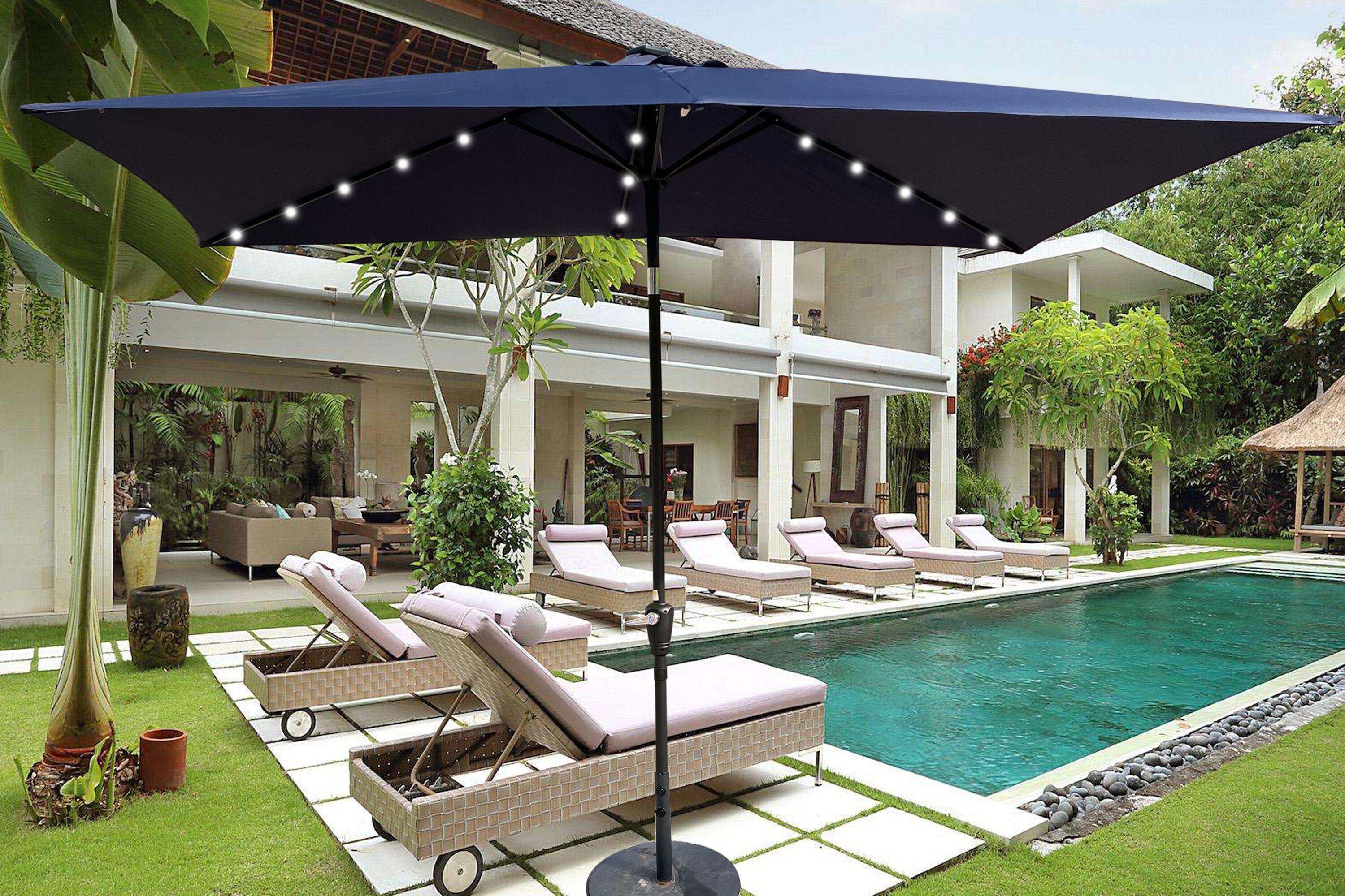 10 foot patio umbrella with solar lights manual Tangkula ft Thatched Umbrella, 2 Tier Hawaiian Style Grass Beach 32 Led Lights, Center Light, Tiki Umbrella with 8 Ribs, Tilt Adjustment, Crank for Enjoy 79 square feet of shade which means more room between you LOVMOR 10 FT x 6.5