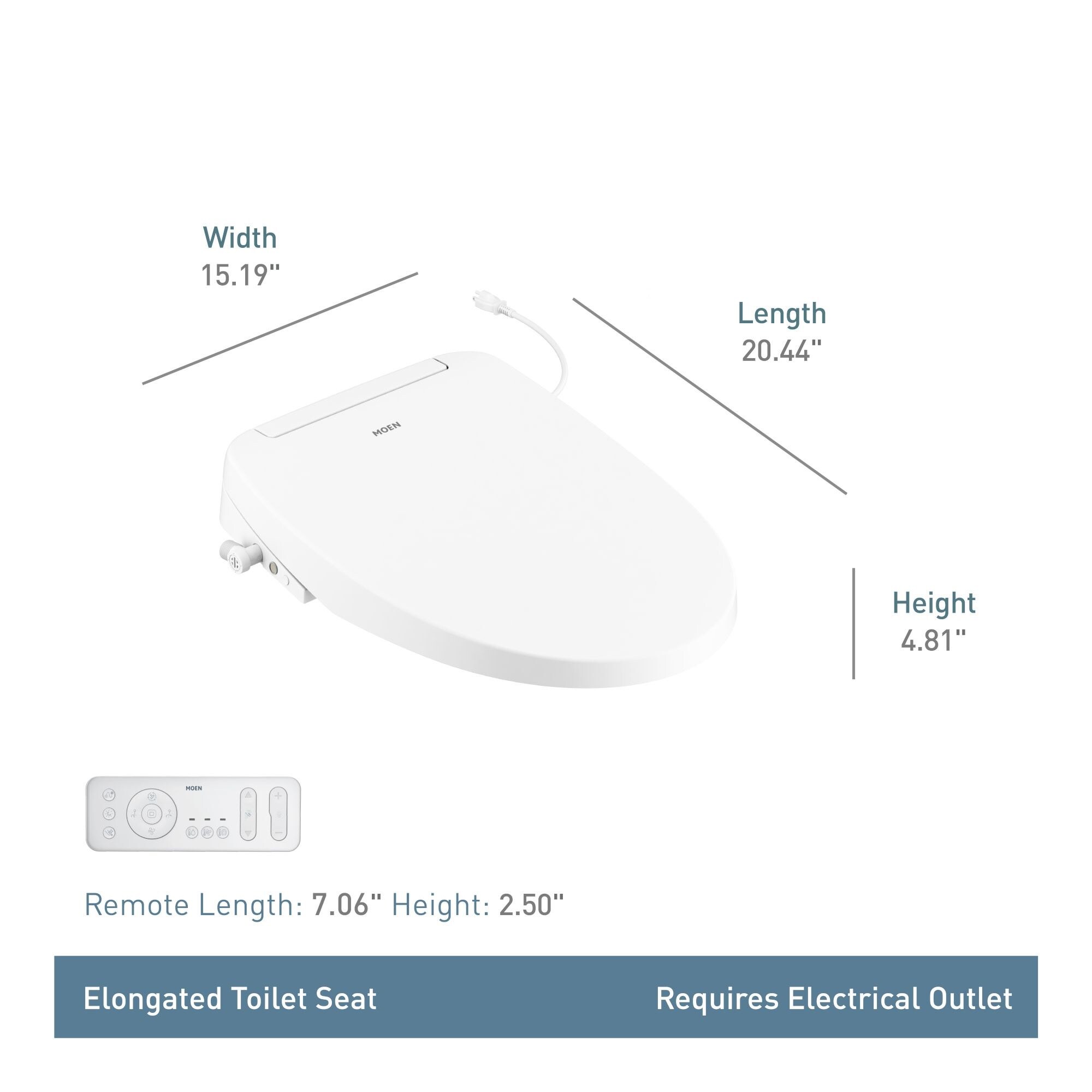 Moen Plastic White Elongated Soft Close Heated Bidet Toilet Seat in the